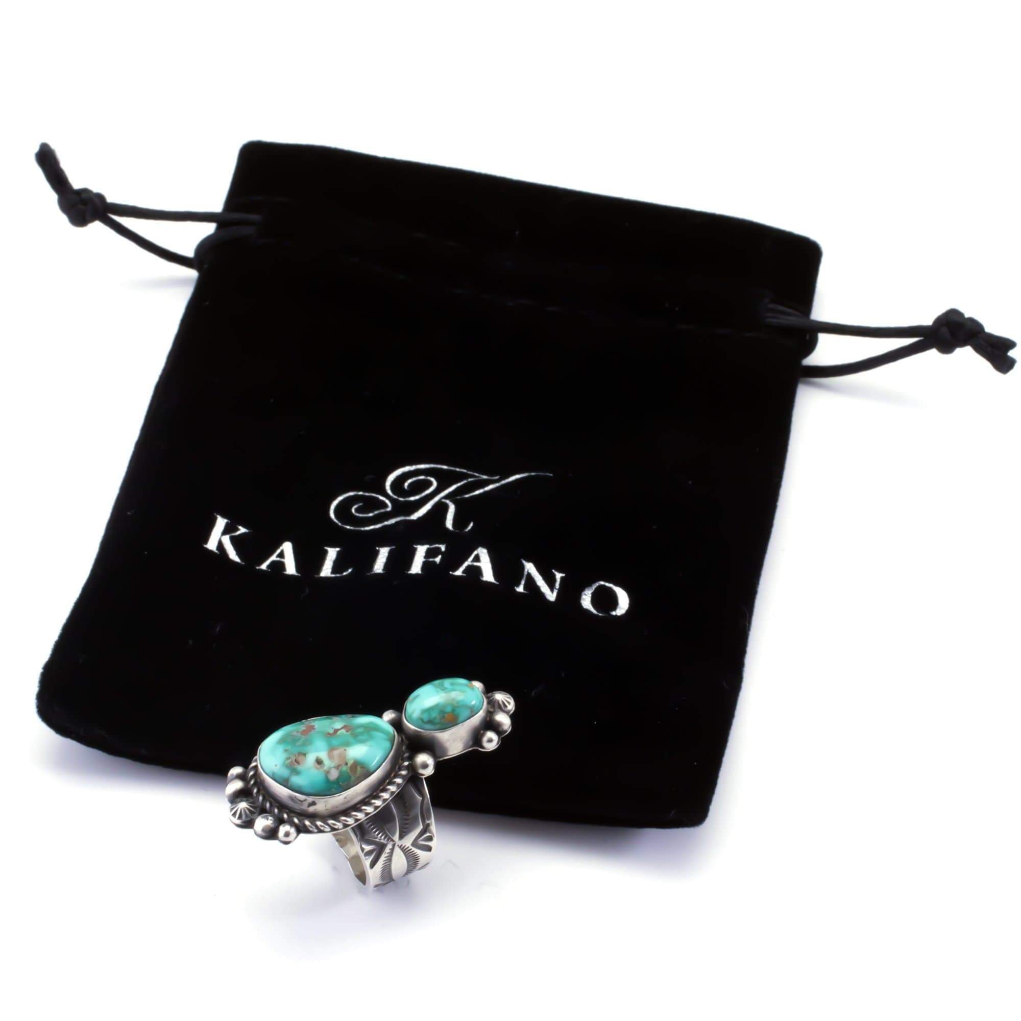 Kalifano Native American Jewelry 6 Royston Turquoise Native American Made 925 Sterling Silver Ring NAR1200.004.6