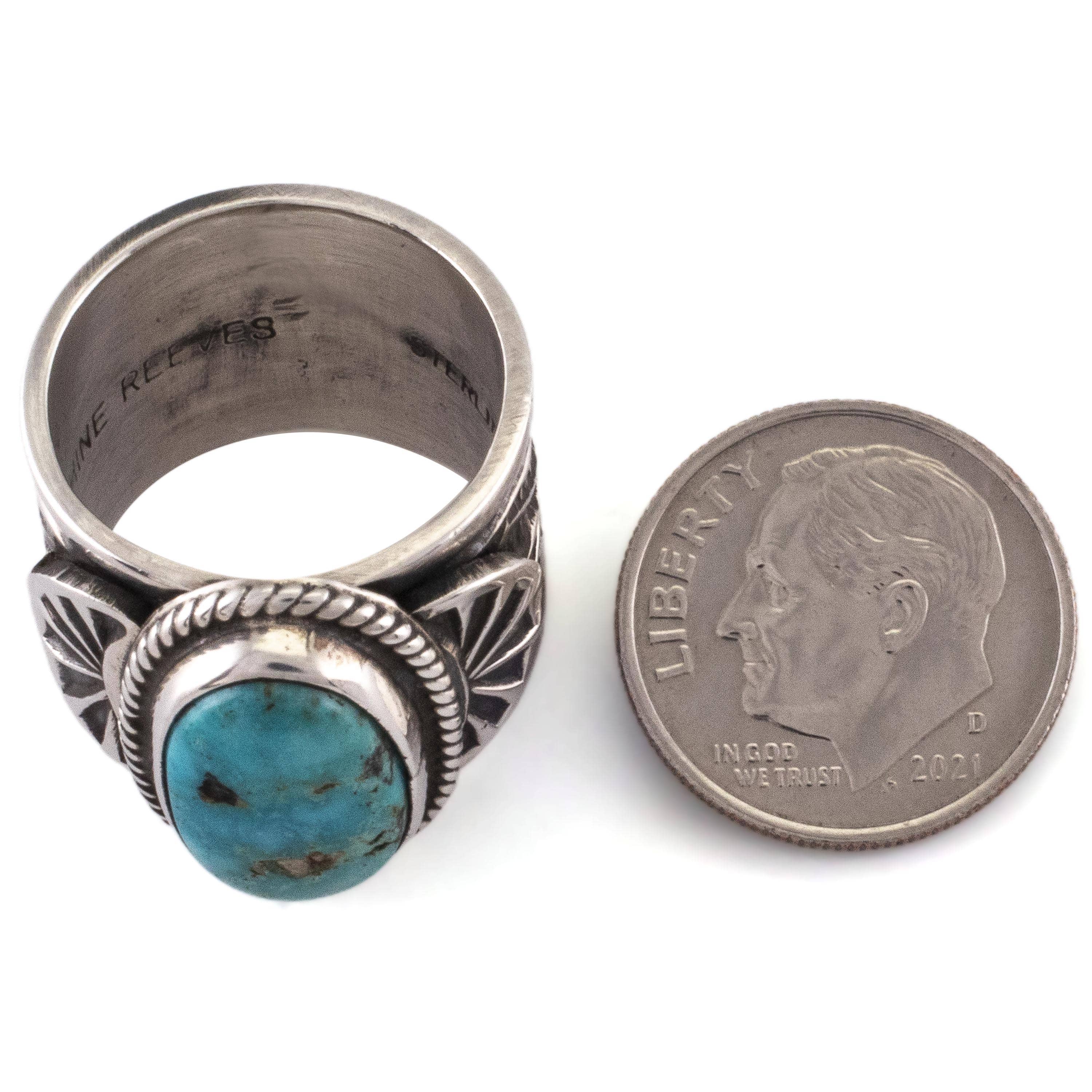 Kalifano Native American Jewelry 6 Sunshine Reeeves Navajo Sonoran Gold Turquoise USA Native American Made 925 Sterling Silver Ring NAR900.020.6