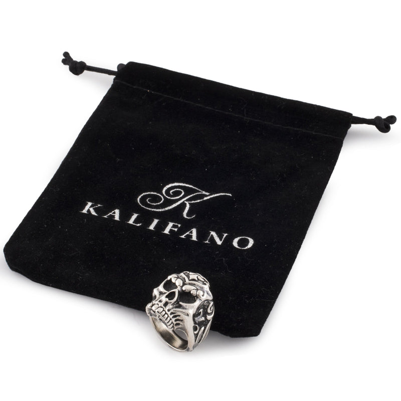 Kalifano Native American Jewelry 6 Valdor Skull USA Native American Made 925 Sterling Silver Ring NAR900.015.6