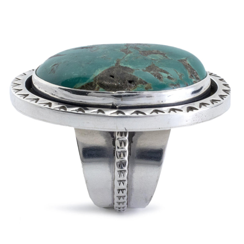 Kalifano Native American Jewelry 7.5 Fox Turquoise USA Native American Made 925 Sterling Silver Ring NAR800.011.75