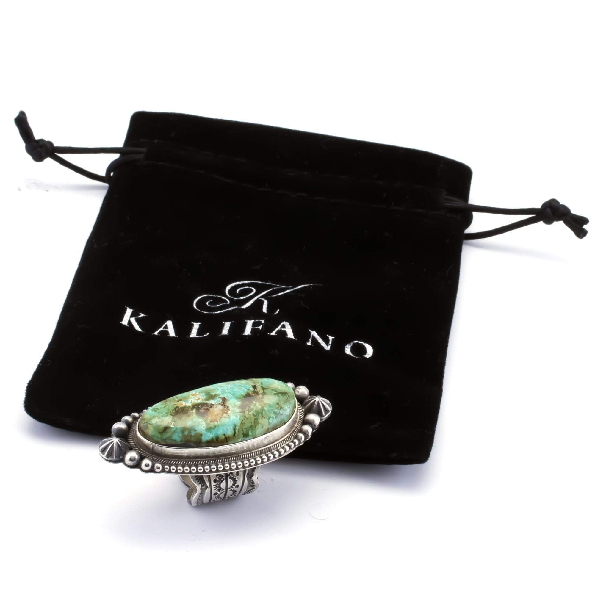 Kalifano Native American Jewelry 7 Apache Turquoise Native American Made 925 Sterling Silver Ring NAR1500.001.7