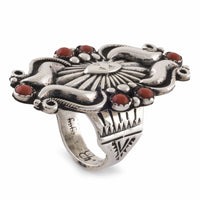 Begay Coral USA Native American Made 925 Sterling Silver Ring Main Image
