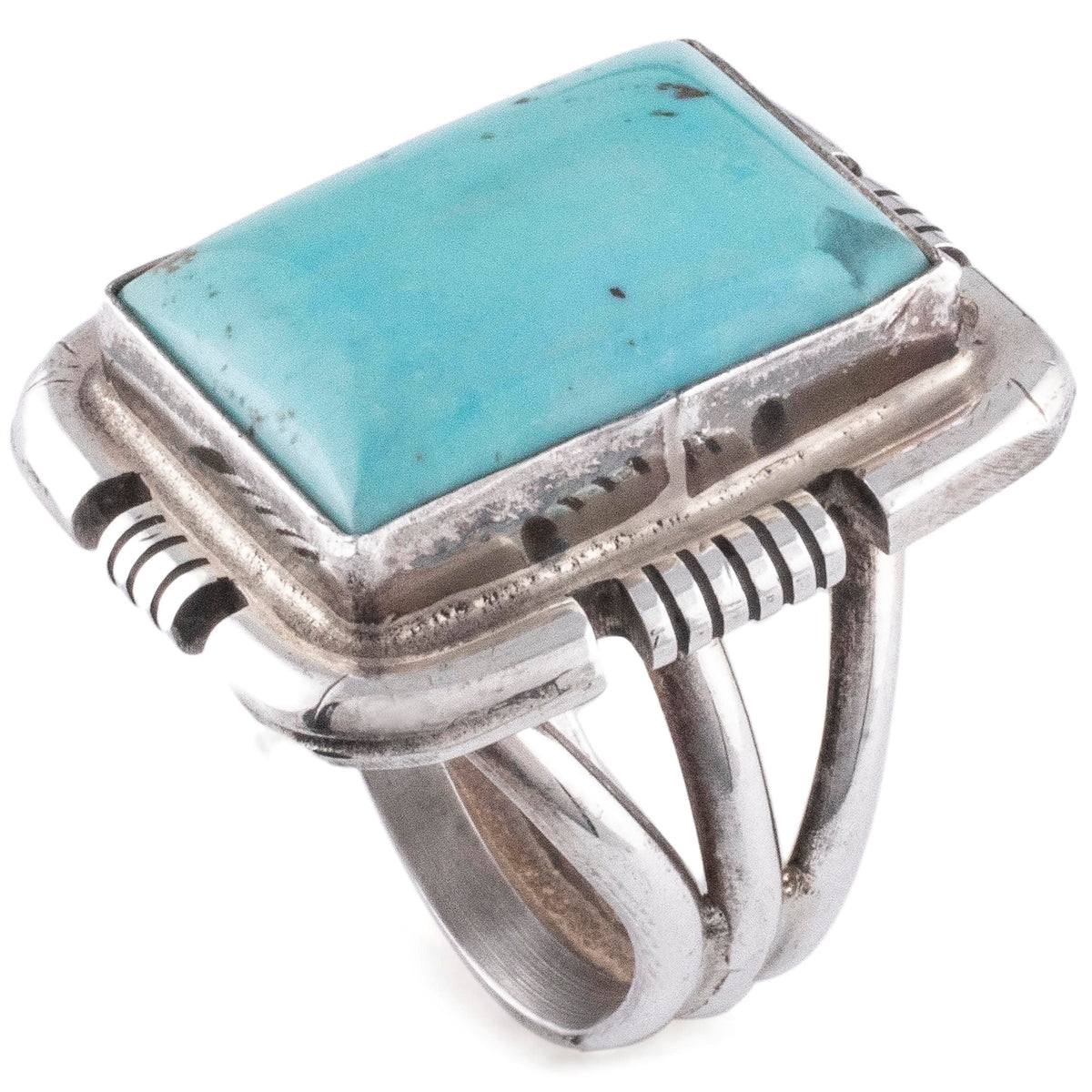 Kalifano Native American Jewelry 7 Eddie Secatero Campitos Turquoise USA Native American Made 925 Sterling Silver Ring NAR400.098.7