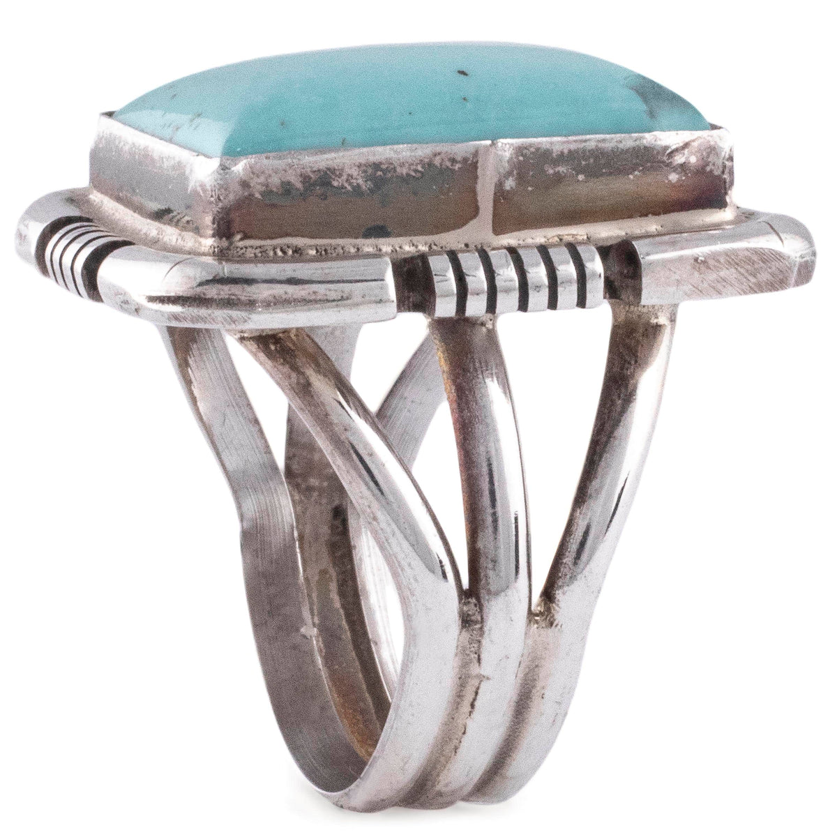 Kalifano Native American Jewelry 7 Eddie Secatero Campitos Turquoise USA Native American Made 925 Sterling Silver Ring NAR400.098.7