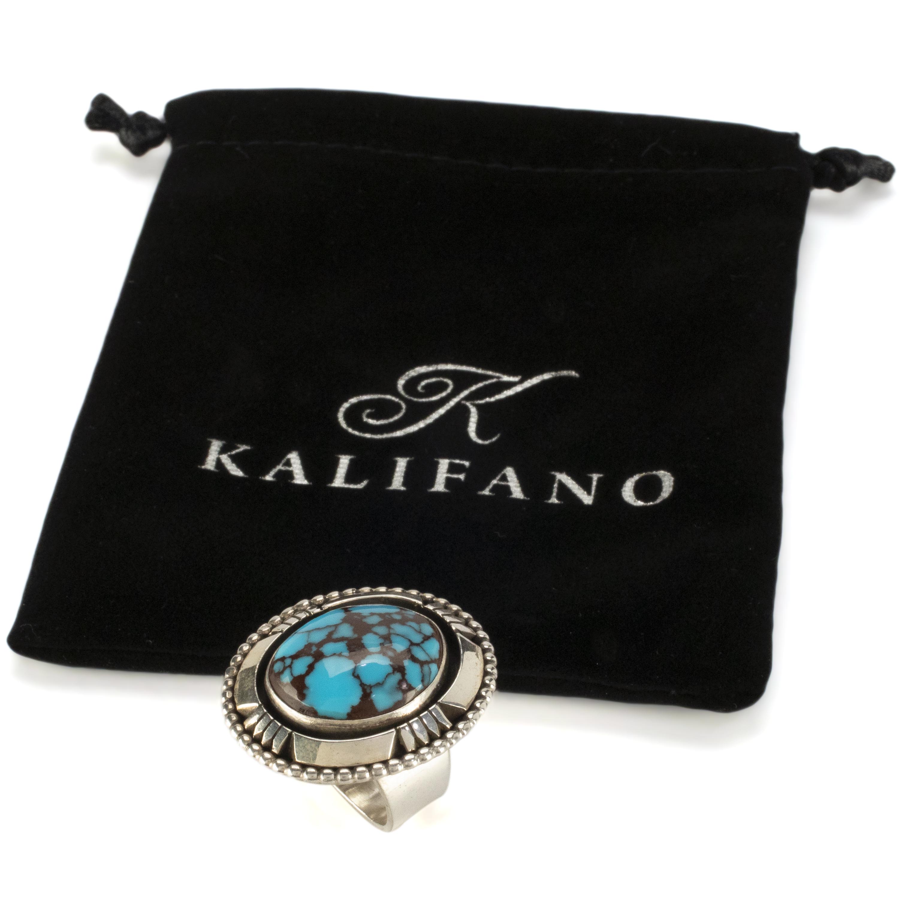 Kalifano Native American Jewelry 7 Eddie Secatero Navajo Prince Turquoise USA Native American Made 925 Sterling Silver Ring NAR1600.006.7