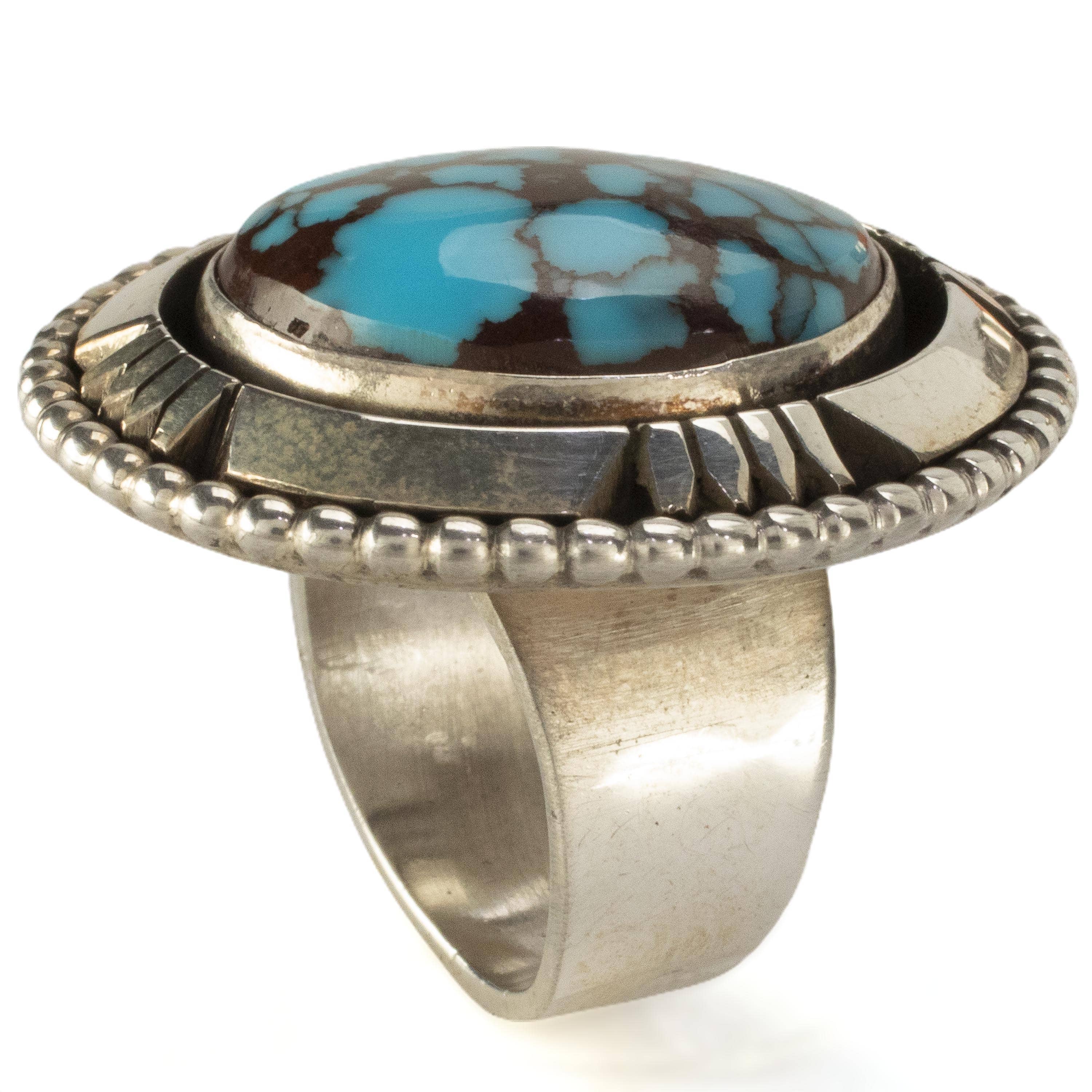 Kalifano Native American Jewelry 7 Eddie Secatero Navajo Prince Turquoise USA Native American Made 925 Sterling Silver Ring NAR1600.006.7