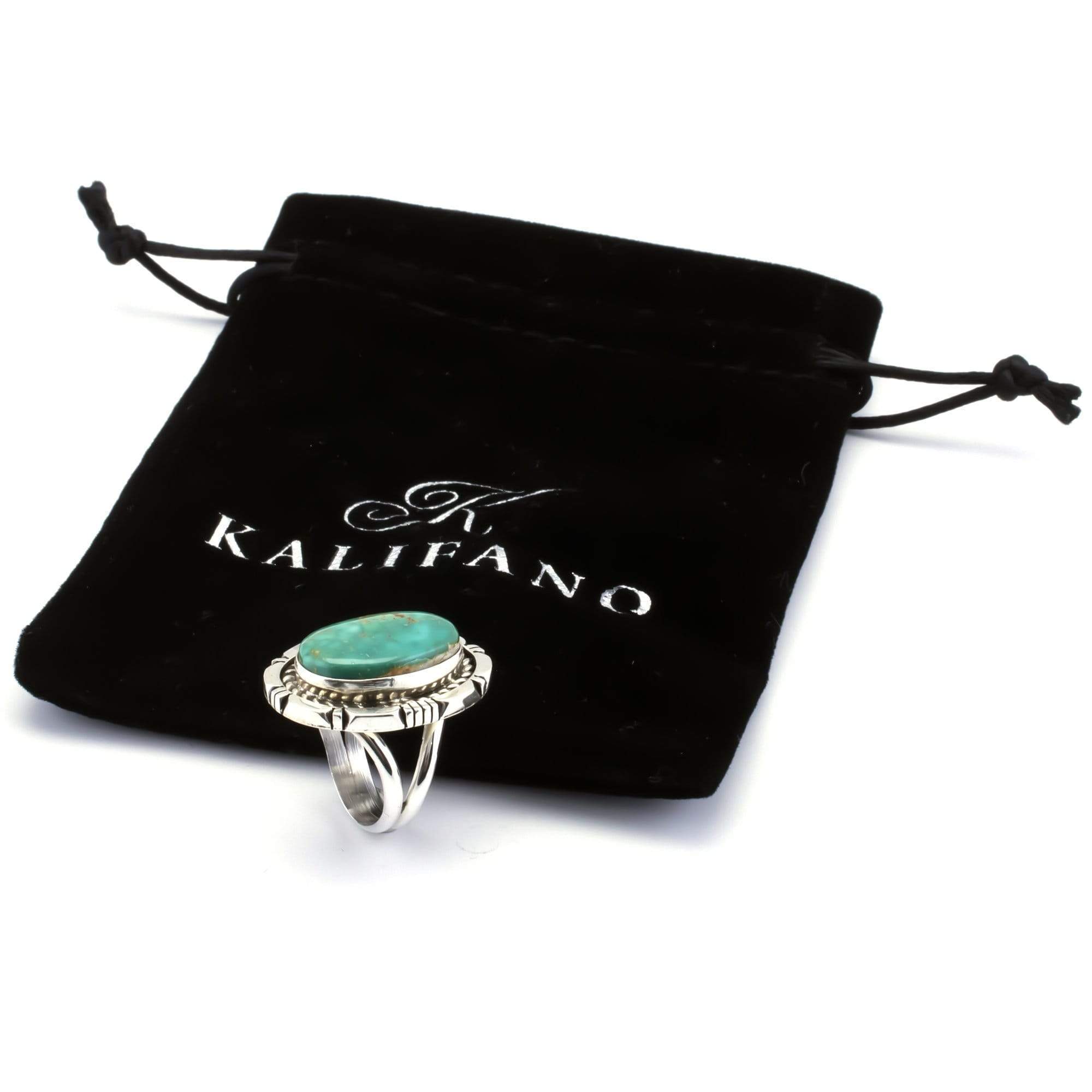 Kalifano Native American Jewelry 7 Eddie Secatero Royston Turquoise Native American Made 925 Sterling Silver Ring NAR900.001.7
