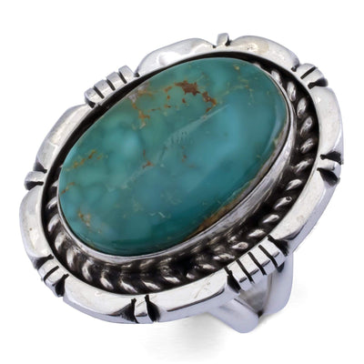 Kalifano Native American Jewelry 7 Eddie Secatero Royston Turquoise Native American Made 925 Sterling Silver Ring NAR900.001.7