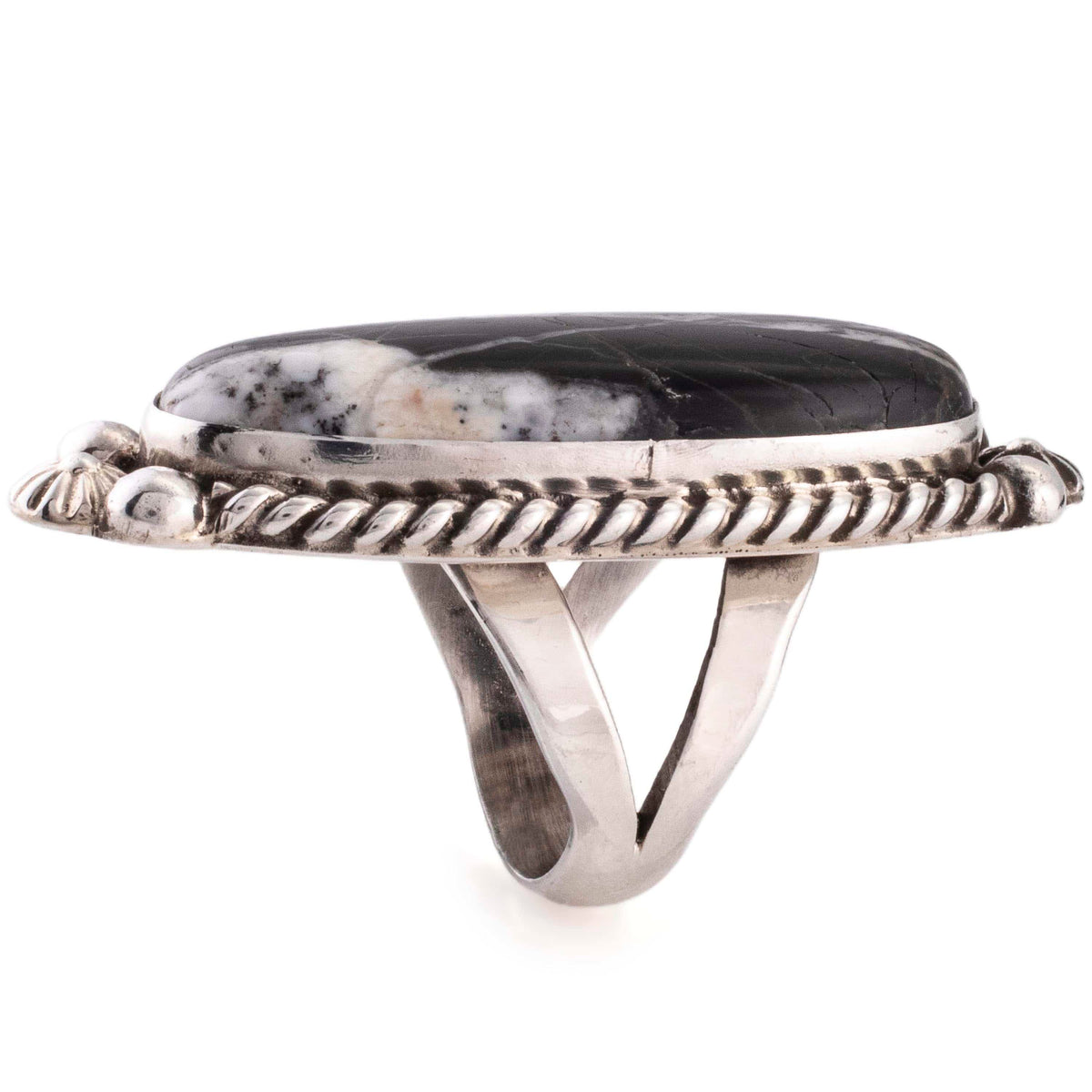 Kalifano Native American Jewelry 7 Eddie Secatero White Buffalo USA Native American Made 925 Sterling Silver Ring NAR1000.013.7