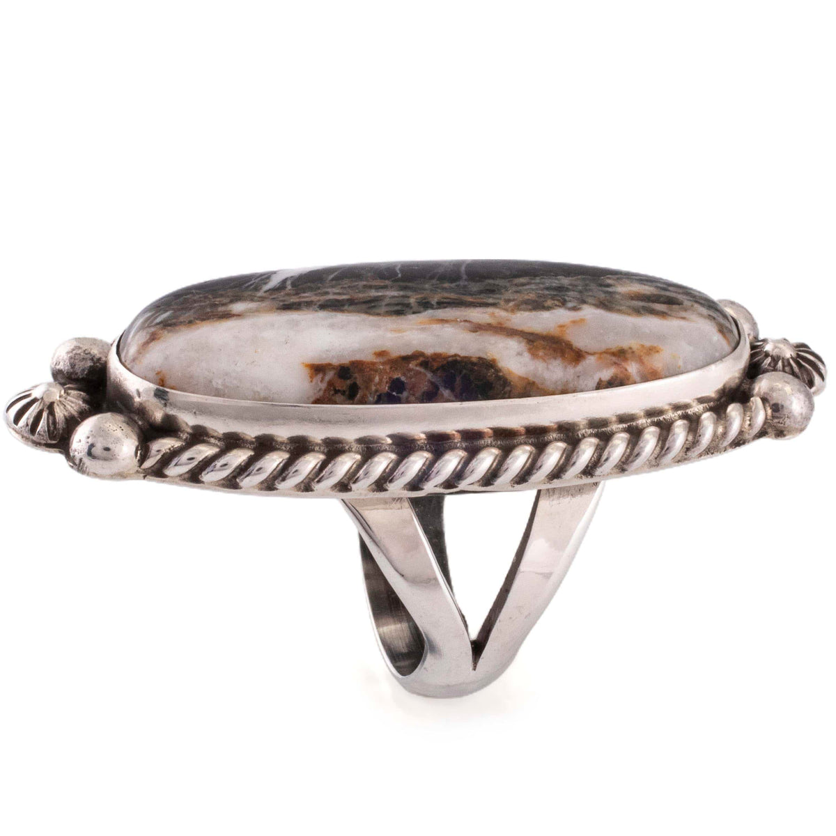 Kalifano Native American Jewelry 7 Eddie Secatero White Buffalo USA Native American Made 925 Sterling Silver Ring NAR1000.016.7