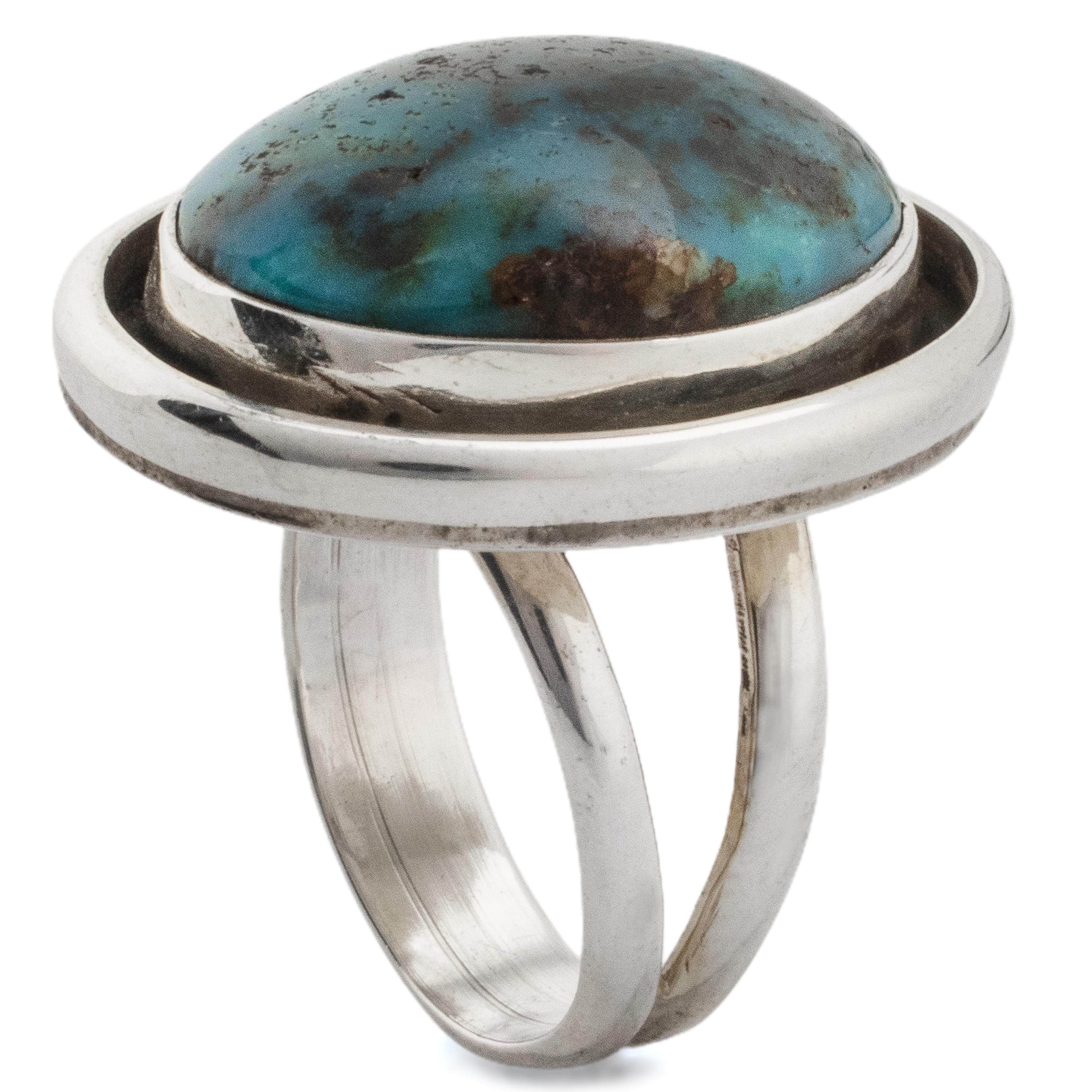 Kalifano Native American Jewelry 7 Eygptian Turquoise USA Native American Made 925 Sterling Silver Adaptive Ring NAR600.030.7