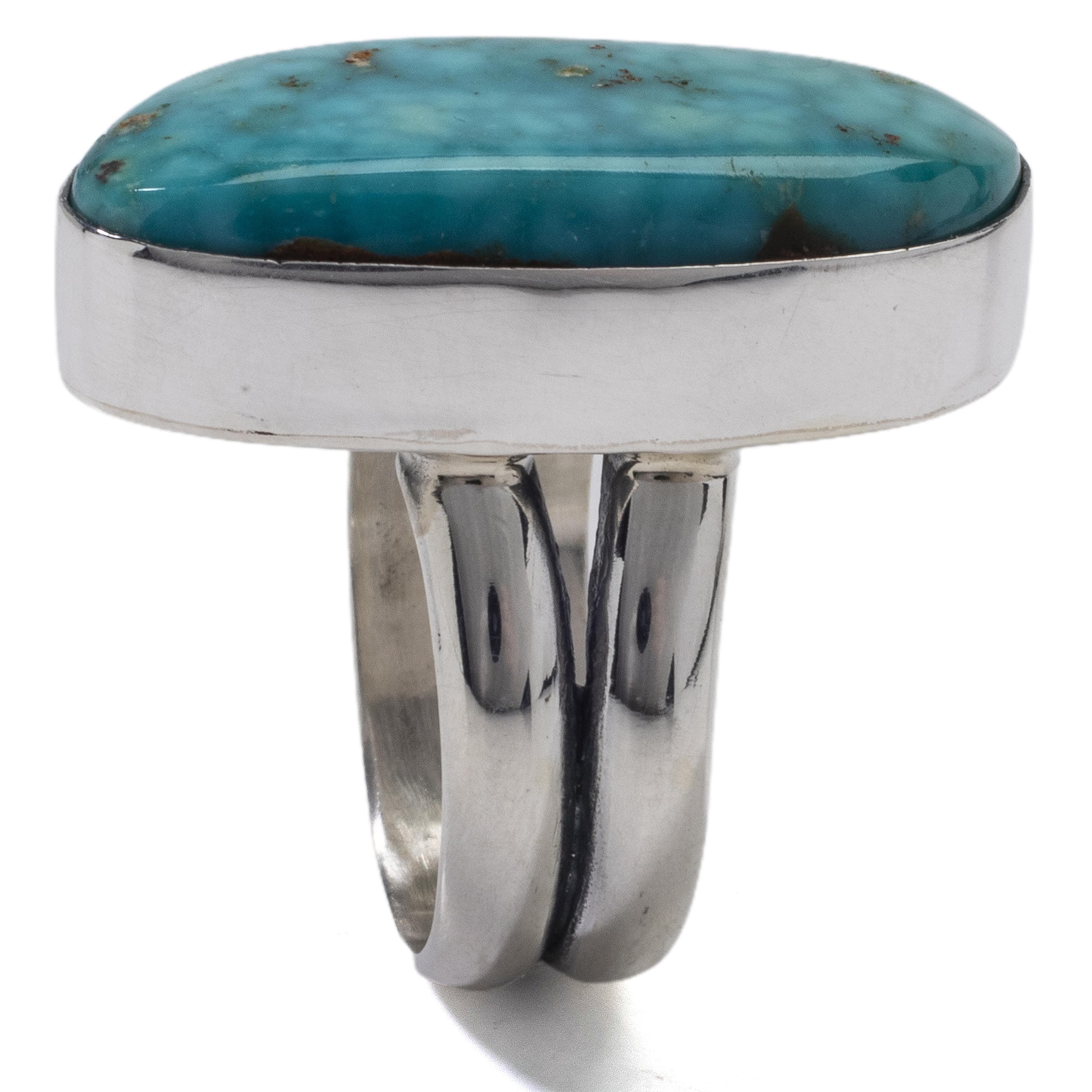 Kalifano Native American Jewelry 7 King Manassa Turquoise USA Handmade 925 Sterling Silver Ring NAR500.037.7