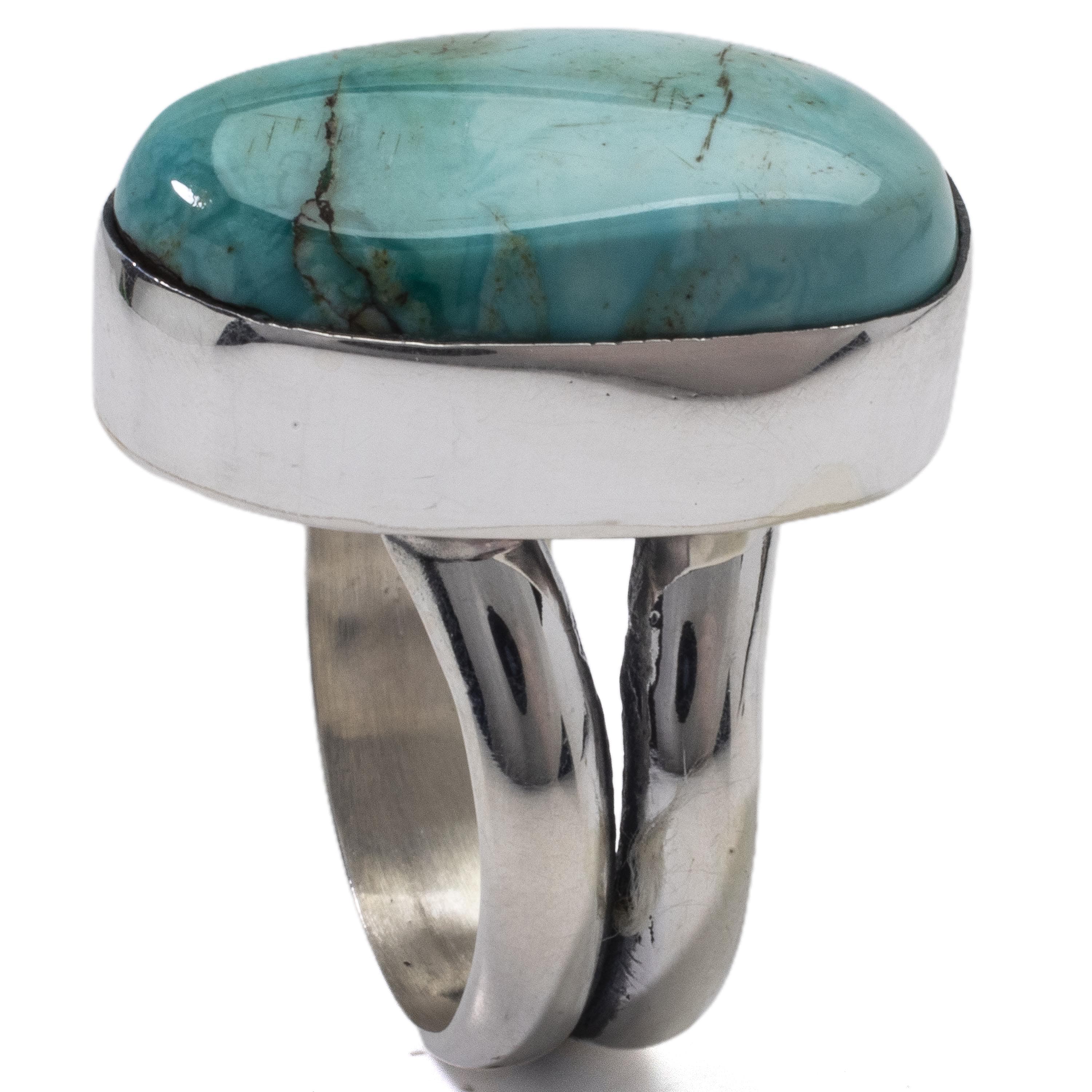 Kalifano Native American Jewelry 7 King Manassa Turquoise USA Handmade 925 Sterling Silver Ring NAR500.040.7