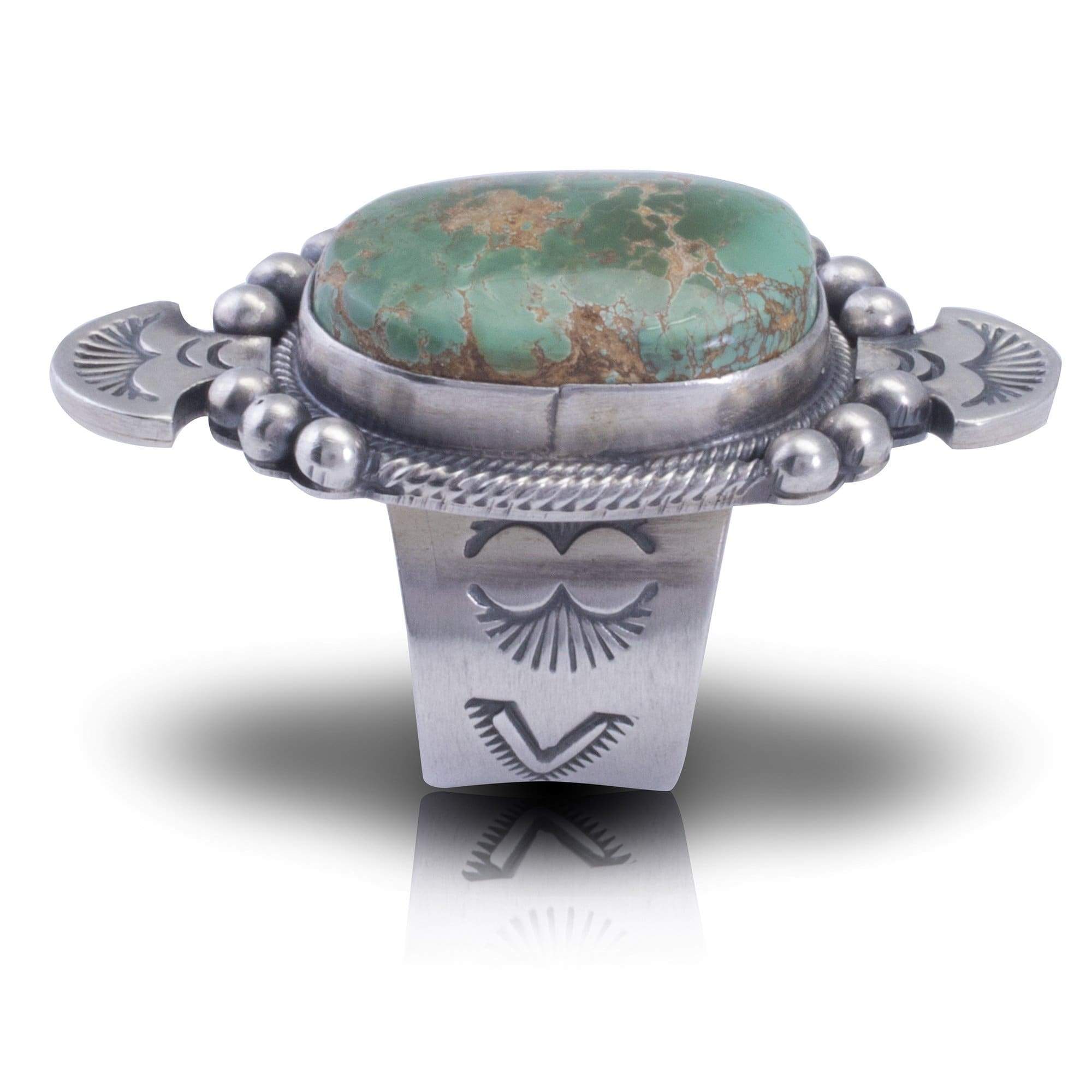 Kalifano Native American Jewelry 7 Paul Livingston Royston Turquoise USA Native American Made 925 Sterling Silver Ring NAR1400.004.7