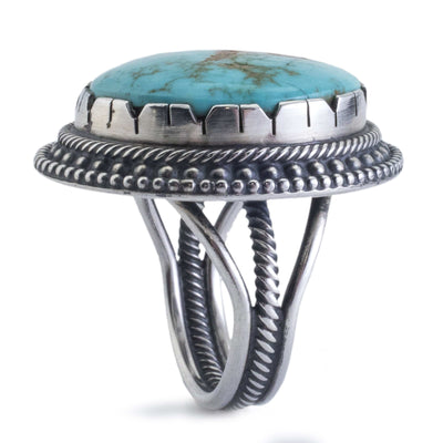 Kalifano Native American Jewelry 7 Royston Turquoise USA Native American Made 925 Sterling Silver Ring NAR1300.001.7