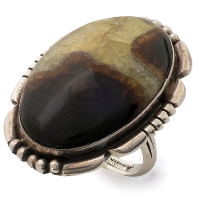Kalifano Native American Jewelry 7 Septarian USA Native American Made 925 Sterling Silver Ring NAR600.044.7