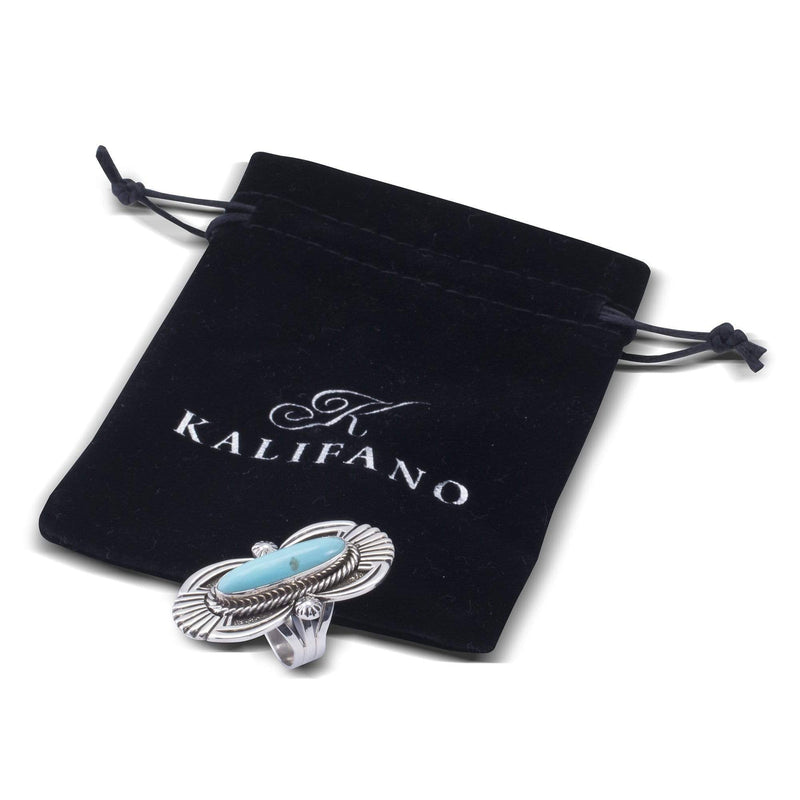 Kalifano Native American Jewelry 8 Campitos Turquoise USA Native American Made 925 Sterling Silver Ring NAR600.012.8