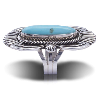 Kalifano Native American Jewelry 8 Campitos Turquoise USA Native American Made 925 Sterling Silver Ring NAR600.012.8