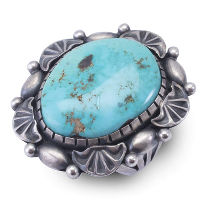 Kalifano Native American Jewelry 8 Carico Lake Turquoise USA Native American Made 925 Sterling Silver Ring NAR1200.007.8