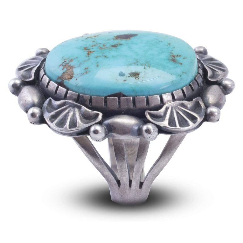 Kalifano Native American Jewelry 8 Carico Lake Turquoise USA Native American Made 925 Sterling Silver Ring NAR1200.007.8