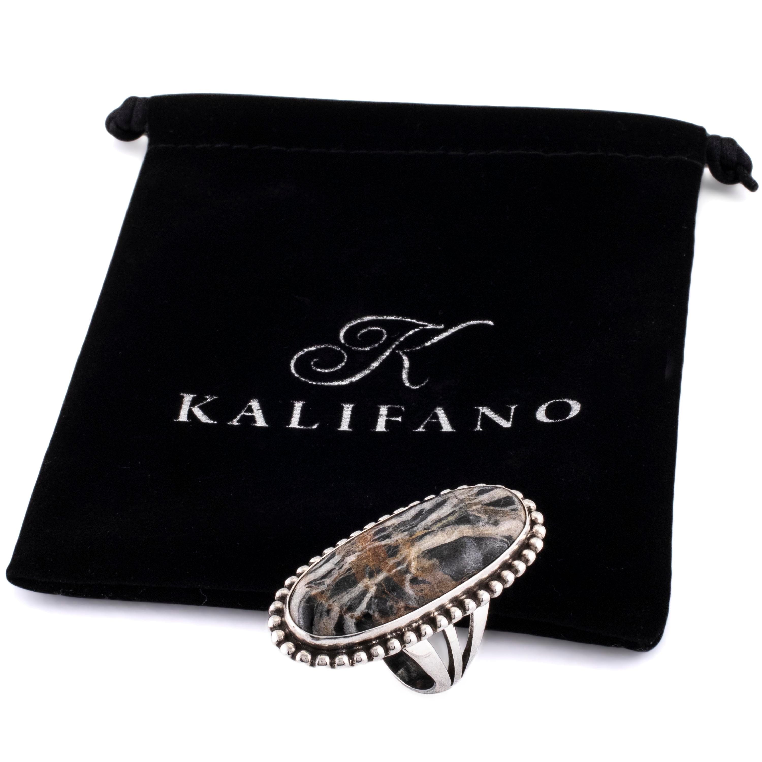 Kalifano Native American Jewelry 8 Eddie Secatero Navajo White Buffalo Turquoise USA Native American Made 925 Sterling Silver Ring NAR900.024.8