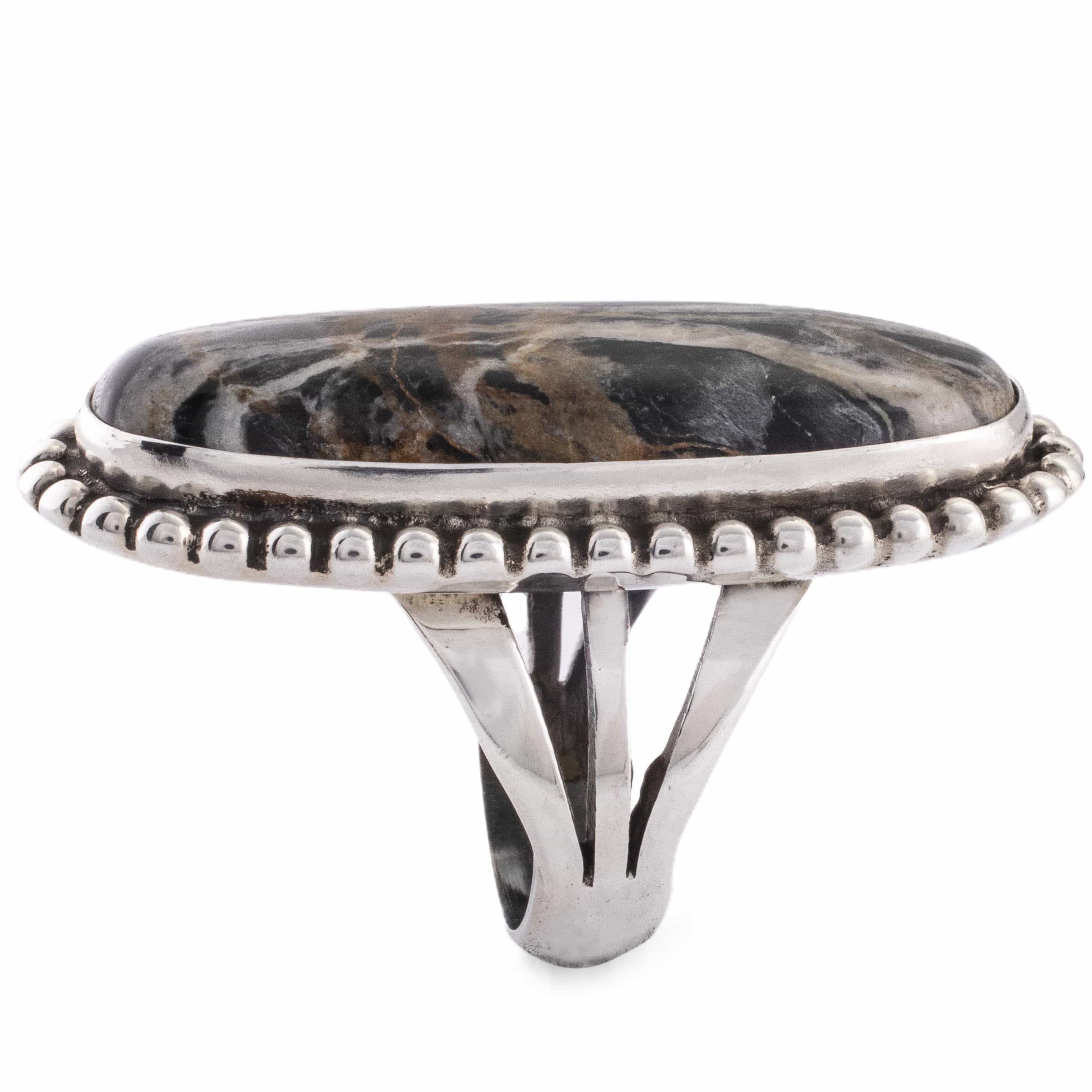 Kalifano Native American Jewelry 8 Eddie Secatero Navajo White Buffalo Turquoise USA Native American Made 925 Sterling Silver Ring NAR900.024.8