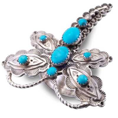 Kalifano Native American Jewelry 8 June Defauito Navajo Kingman Turquoise Dragonfly USA Native American Made 925 Sterling Silver Ring NAR2400.011.8