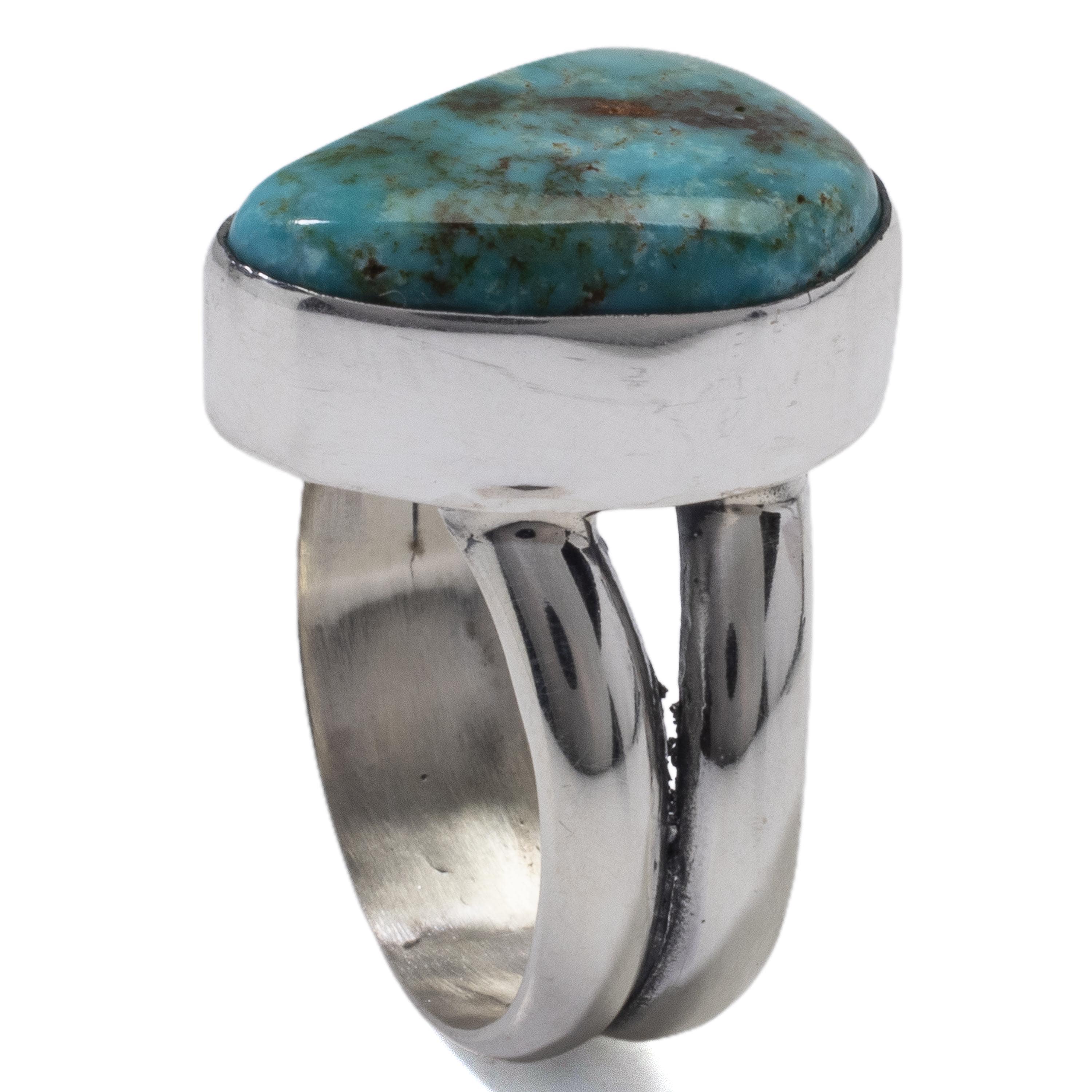 Kalifano Native American Jewelry 8 King Manassa Turquoise USA Handmade 925 Sterling Silver Ring NAR400.072.8
