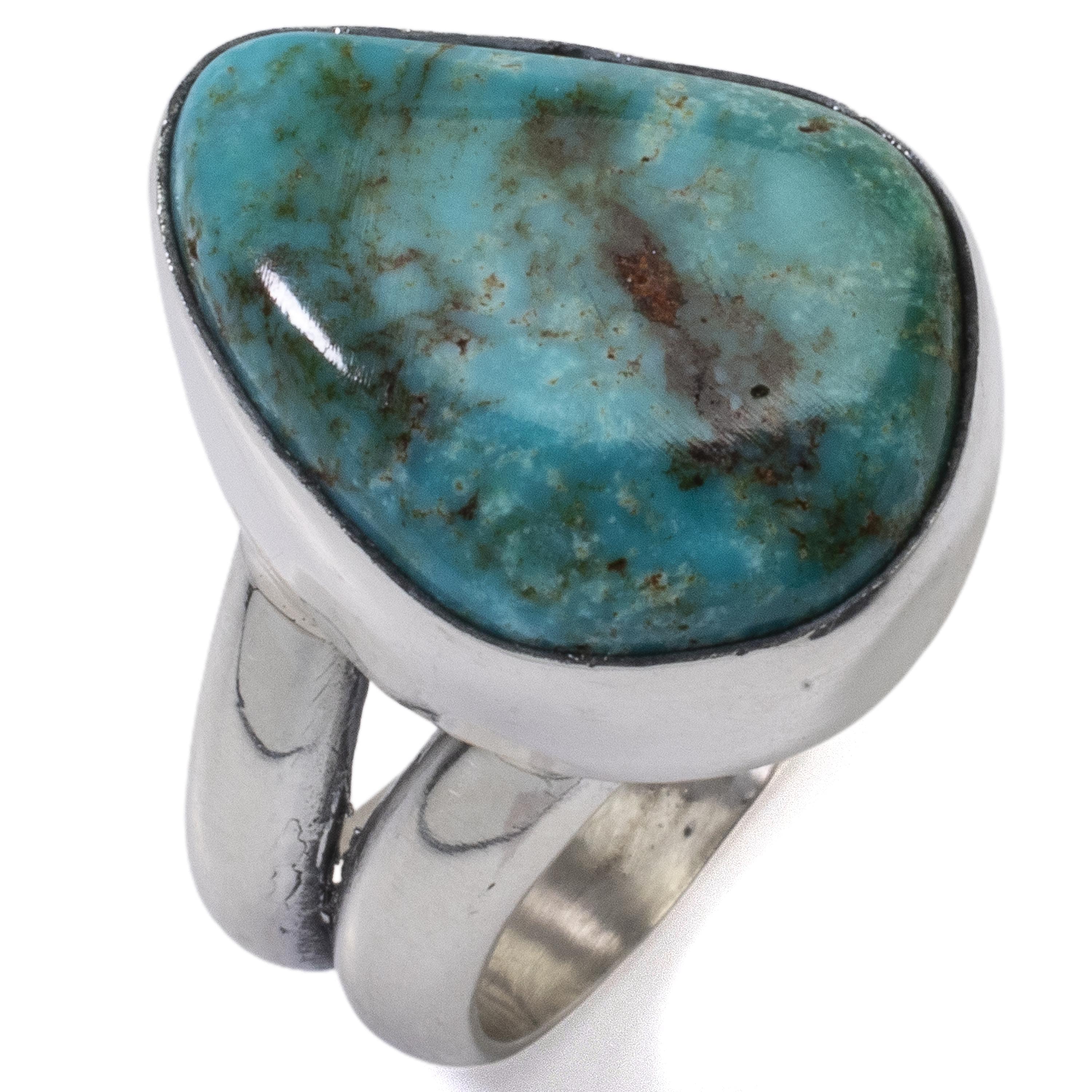 Kalifano Native American Jewelry 8 King Manassa Turquoise USA Handmade 925 Sterling Silver Ring NAR400.072.8