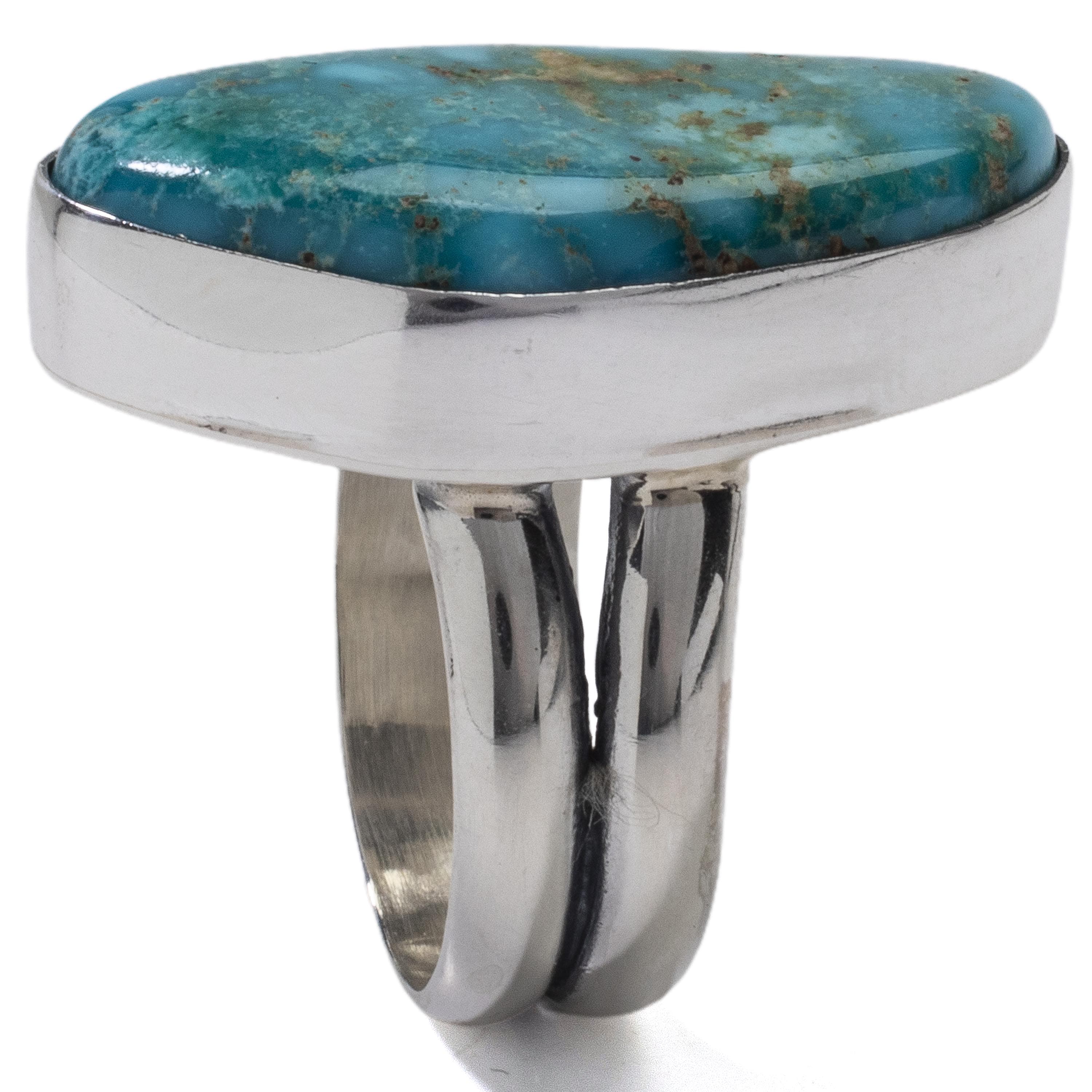 Kalifano Native American Jewelry 8 King Manassa Turquoise USA Handmade 925 Sterling Silver Ring NAR500.044.8