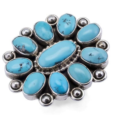 Kalifano Native American Jewelry 8 Kingman Turquoise Native American Made 925 Sterling Silver Ring NAR800.003.8