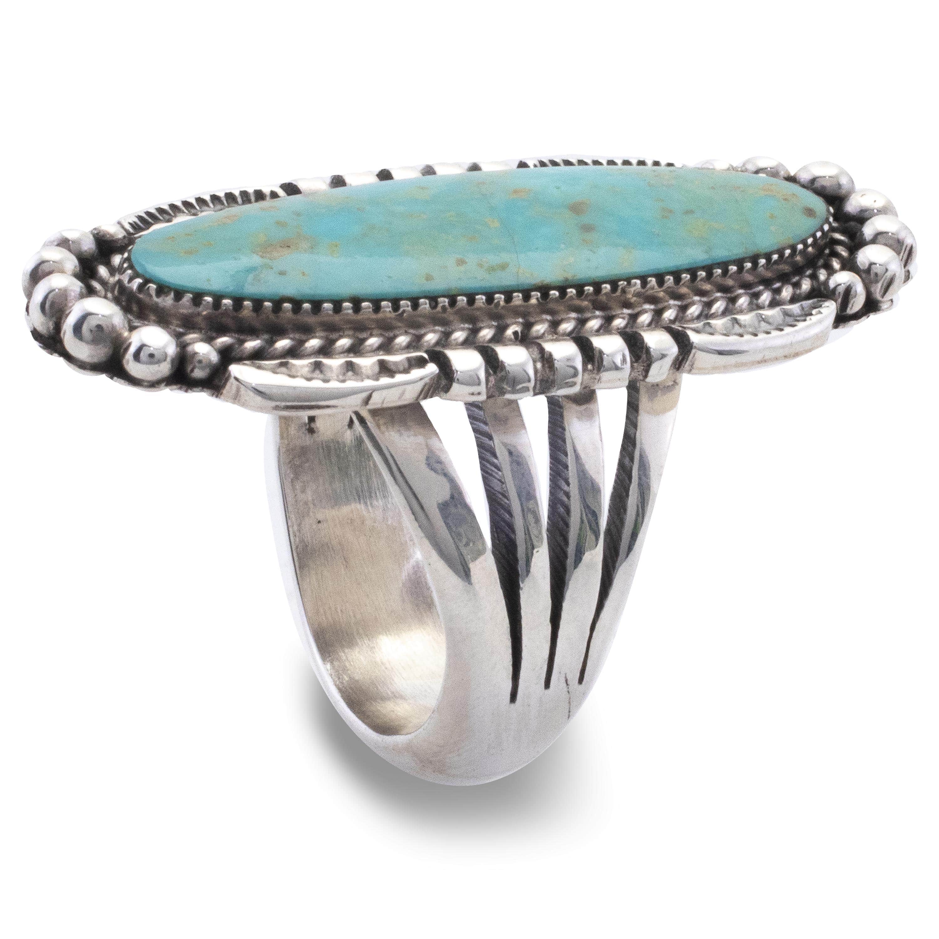 Kalifano Native American Jewelry 8 Kingman Turquoise USA Native American Made 925 Sterling Silver Ring NAR900.028.8