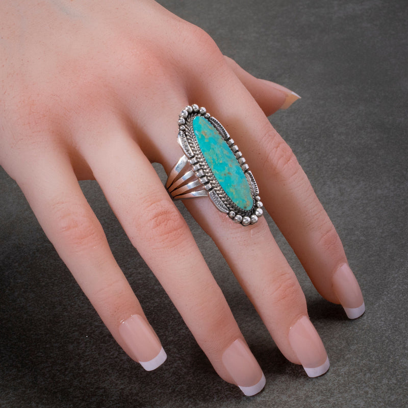 Kalifano Native American Jewelry 8 Kingman Turquoise USA Native American Made 925 Sterling Silver Ring NAR900.028.8