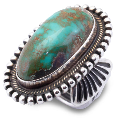 Kalifano Native American Jewelry 8 Larry Martinez Royston Turquoise USA Native American Made 925 Sterling Silver Ring NAR2400.009.8