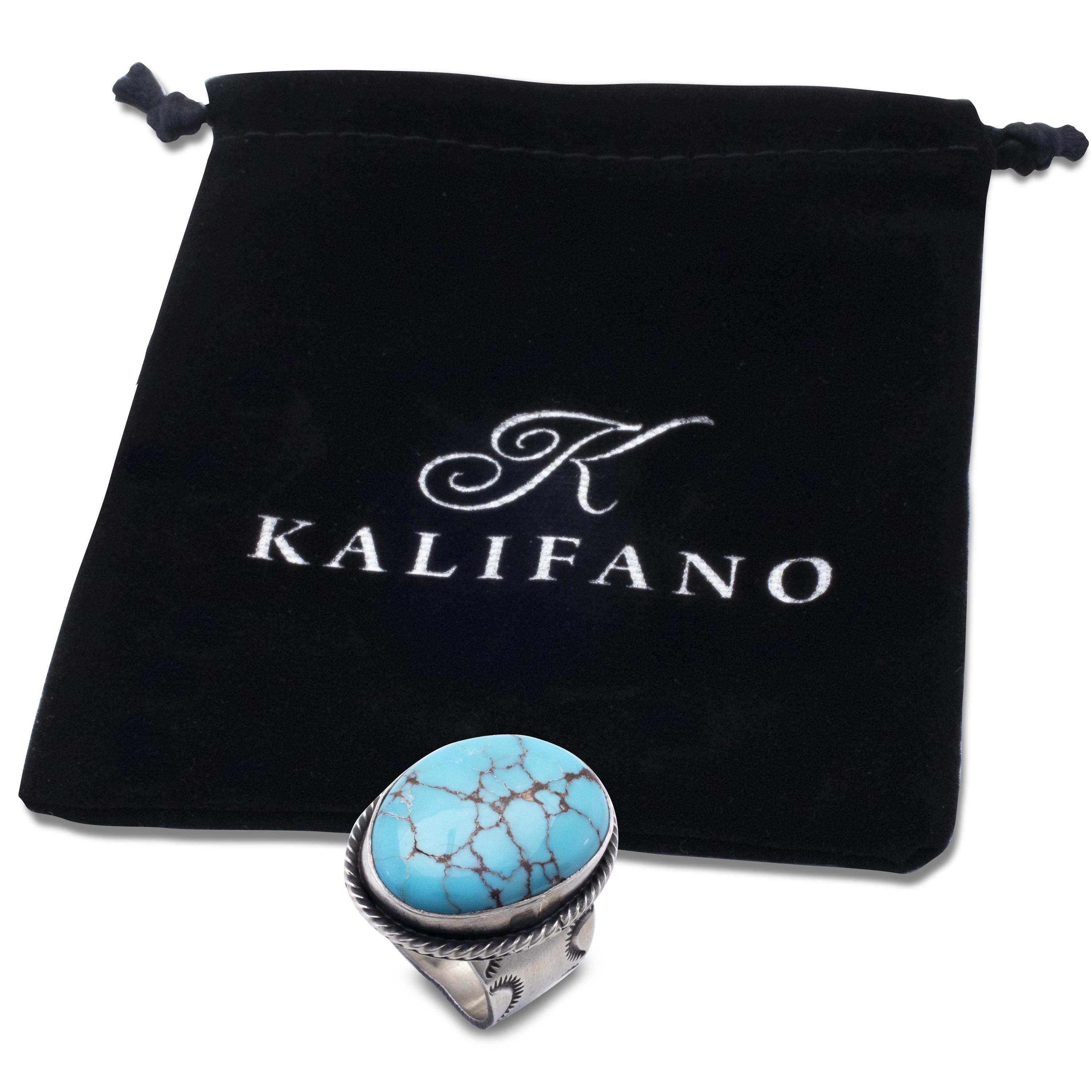 Kalifano Native American Jewelry 8 Prince Turquoise USA Native American Made 925 Sterling Silver Ring NAR1200.048.9