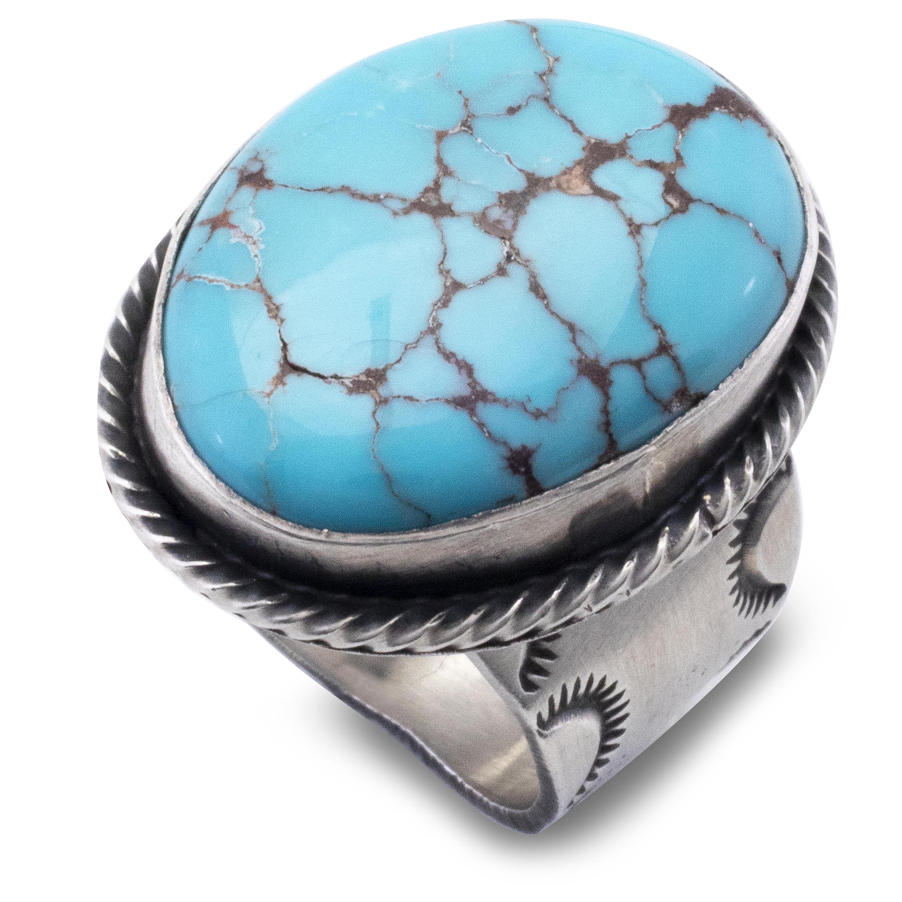 Kalifano Native American Jewelry 8 Prince Turquoise USA Native American Made 925 Sterling Silver Ring NAR1200.048.9