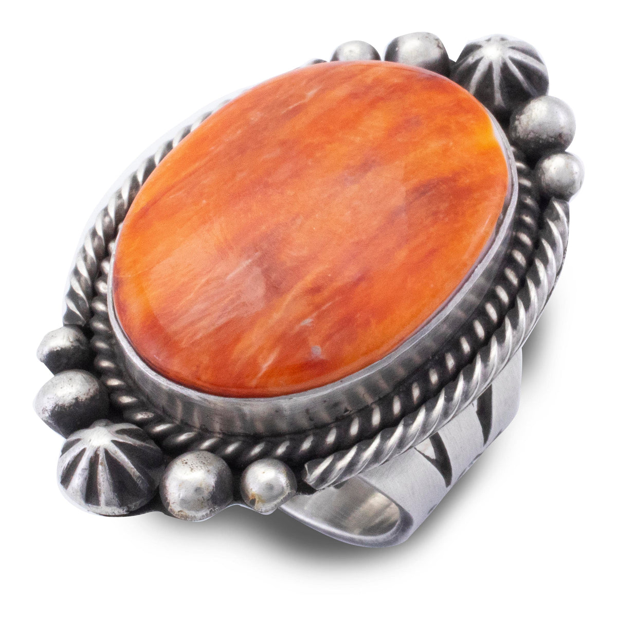 Sterling Silver Ring; Red Spiny Oyster Shell; Navajo Handmade — RBegay Shop  - Handmade Jewelry