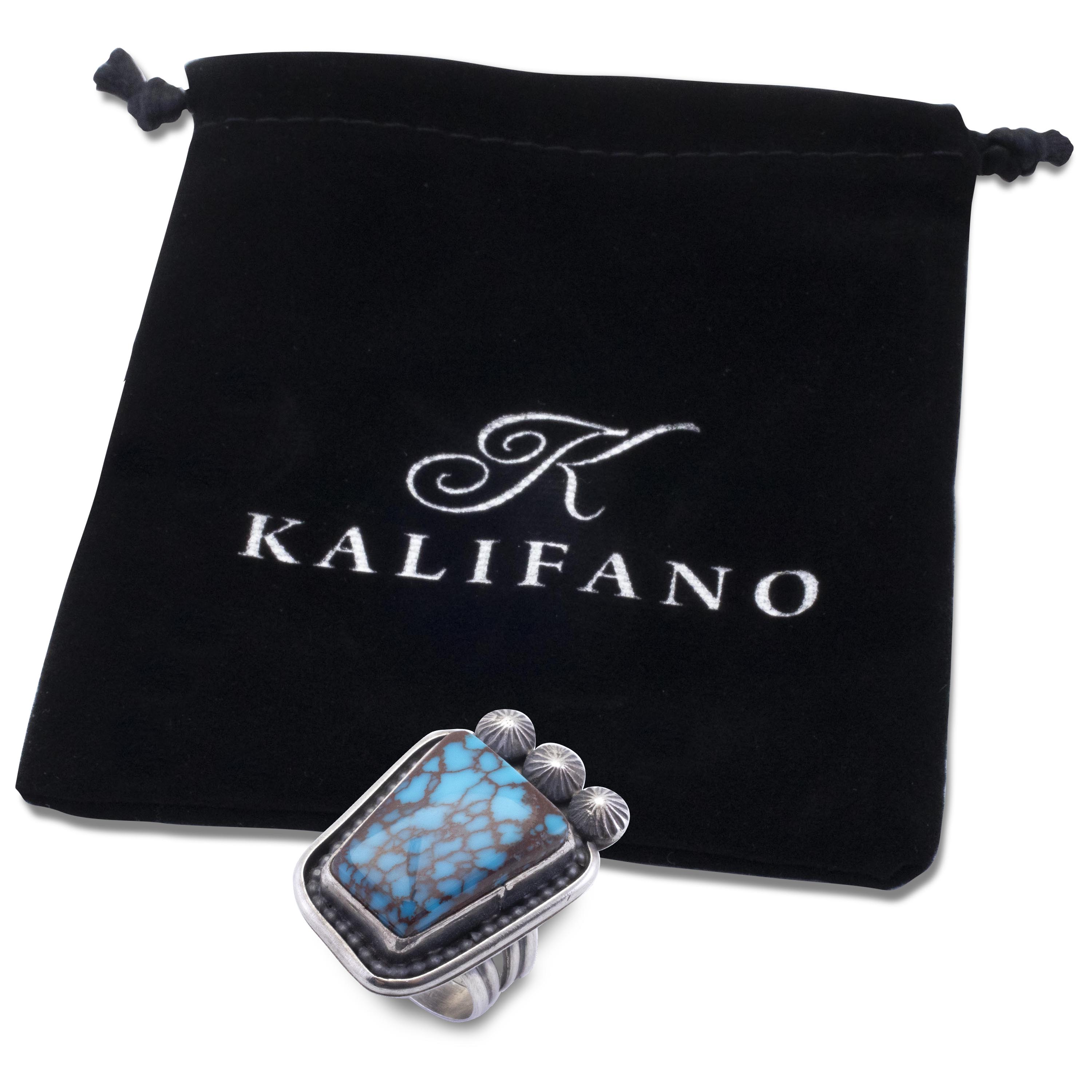 Kalifano Native American Jewelry 8 Raymond Beard Navajo Prince Turquoise USA Native American Made 925 Sterling Silver Ring NAR1800.012.8