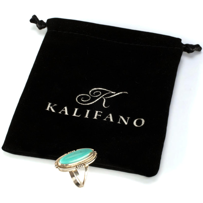 Kalifano Native American Jewelry 9.5 Eddie Secatero Navajo Campitos Turquoise USA Native American Made 925 Sterling Silver Ring NAR300.094.95