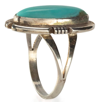 Kalifano Native American Jewelry 9.5 Eddie Secatero Navajo Campitos Turquoise USA Native American Made 925 Sterling Silver Ring NAR300.094.95
