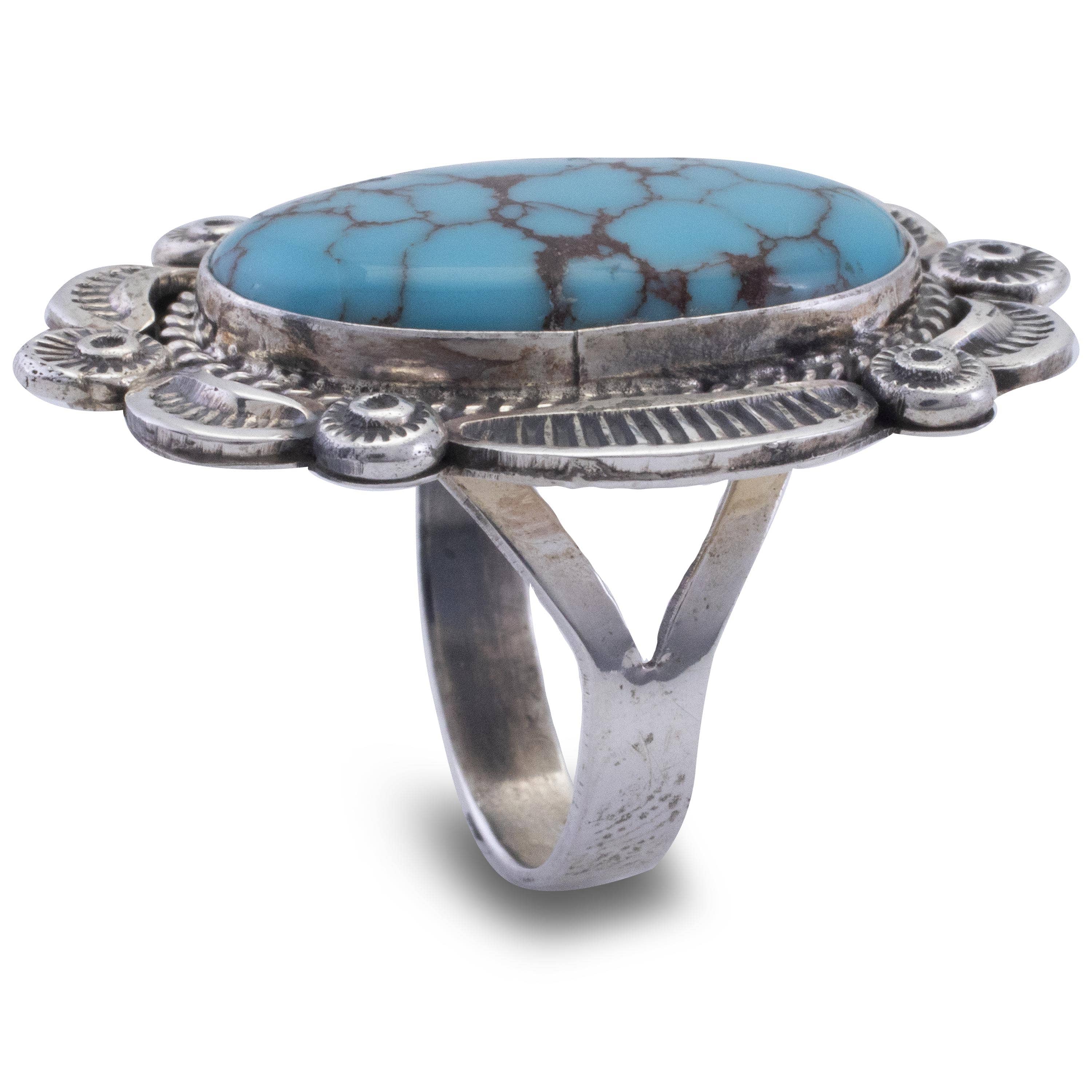 Kalifano Native American Jewelry 9.5 Ella M. Linkin Navajo Prince Turquoise USA Native American Made 925 Sterling Silver Ring NAR1200.039.95