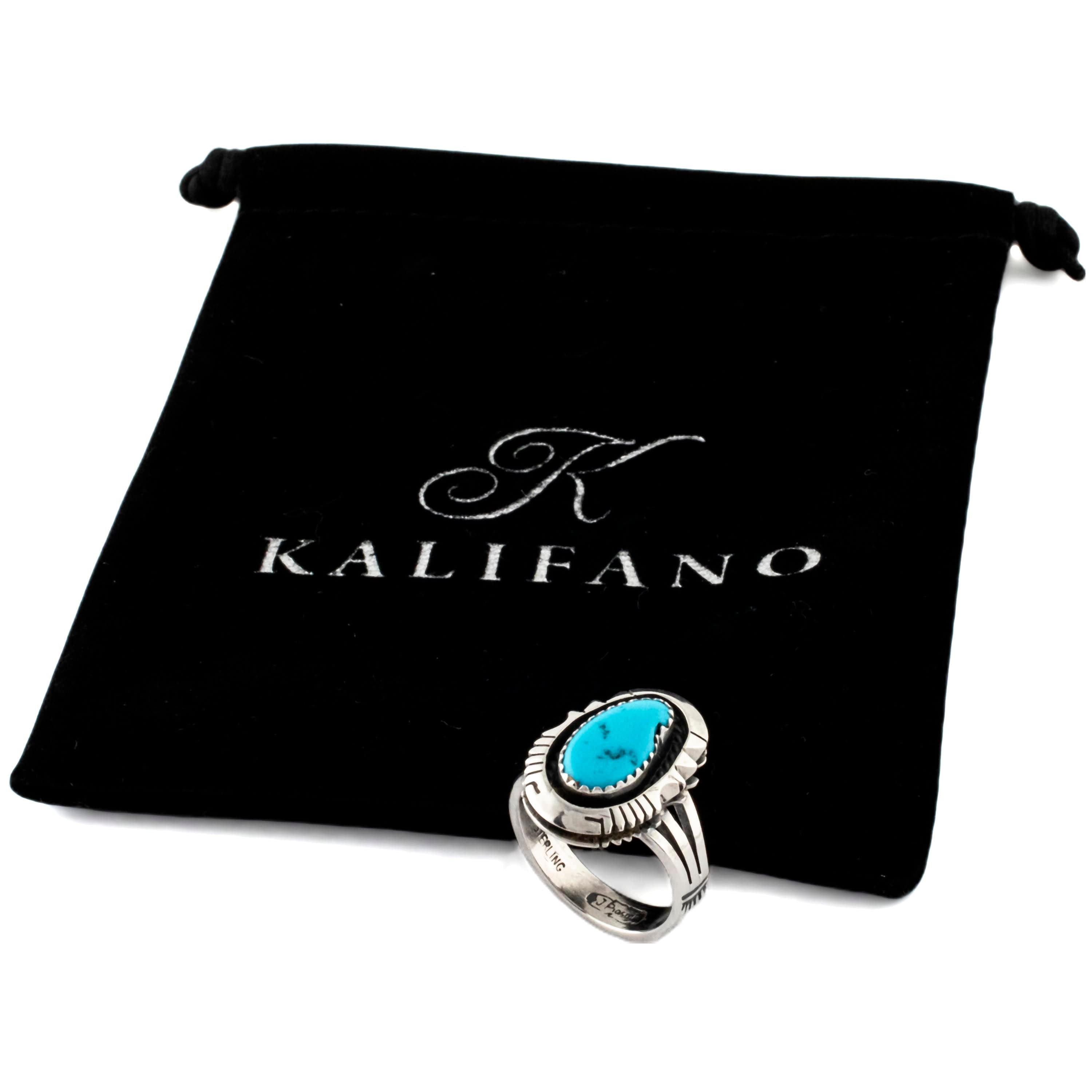 Kalifano Native American Jewelry 9.5 Joe Piaso Jr. Navajo King Manassa Turquoise USA Native American Made 925 Sterling Silver Ring NAR500.057.95
