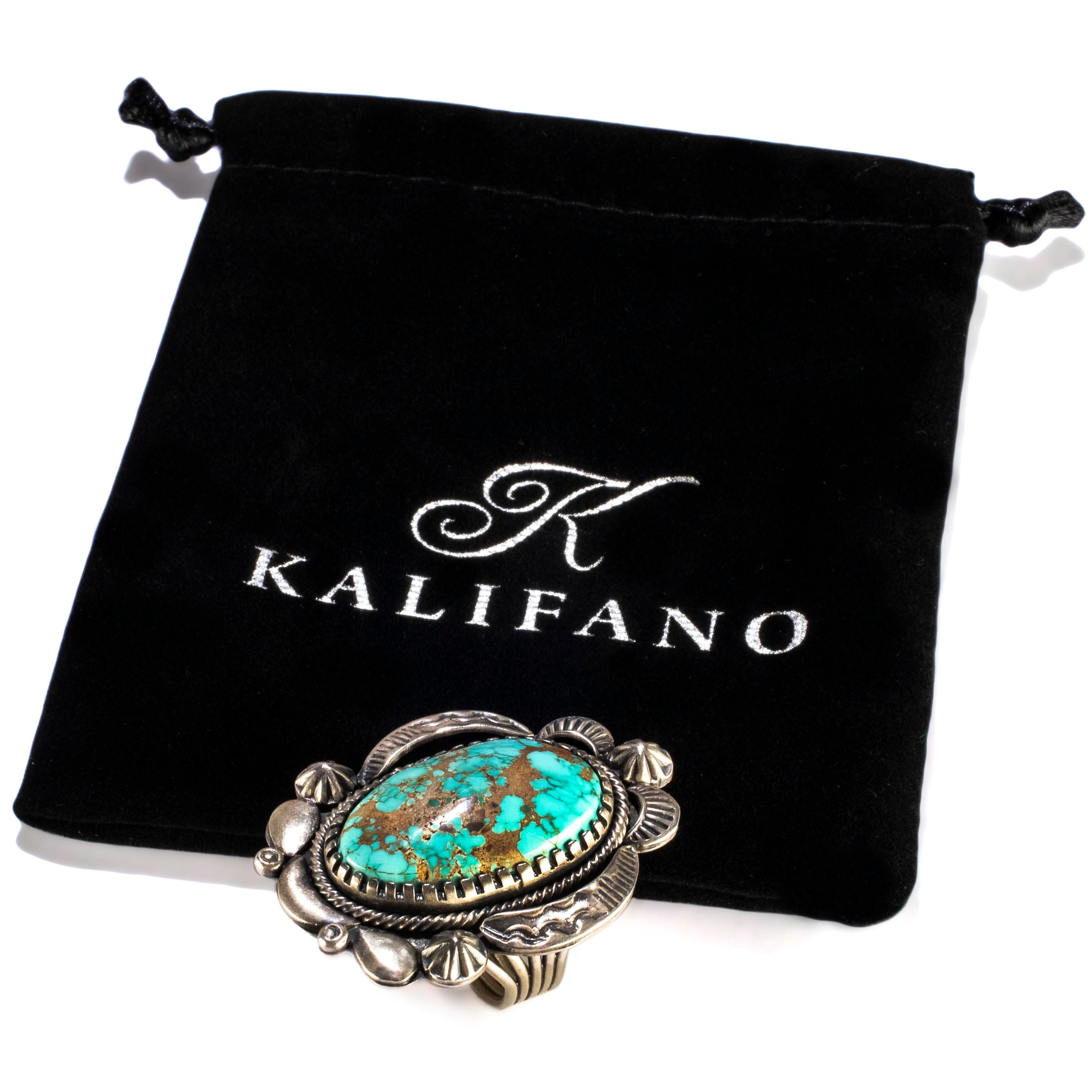 Kalifano Native American Jewelry 9.5 Marvin McReeves Navajo Carico Lake Turquoise USA Native American Made 925 Sterling Silver Ring NAR1500.021.95