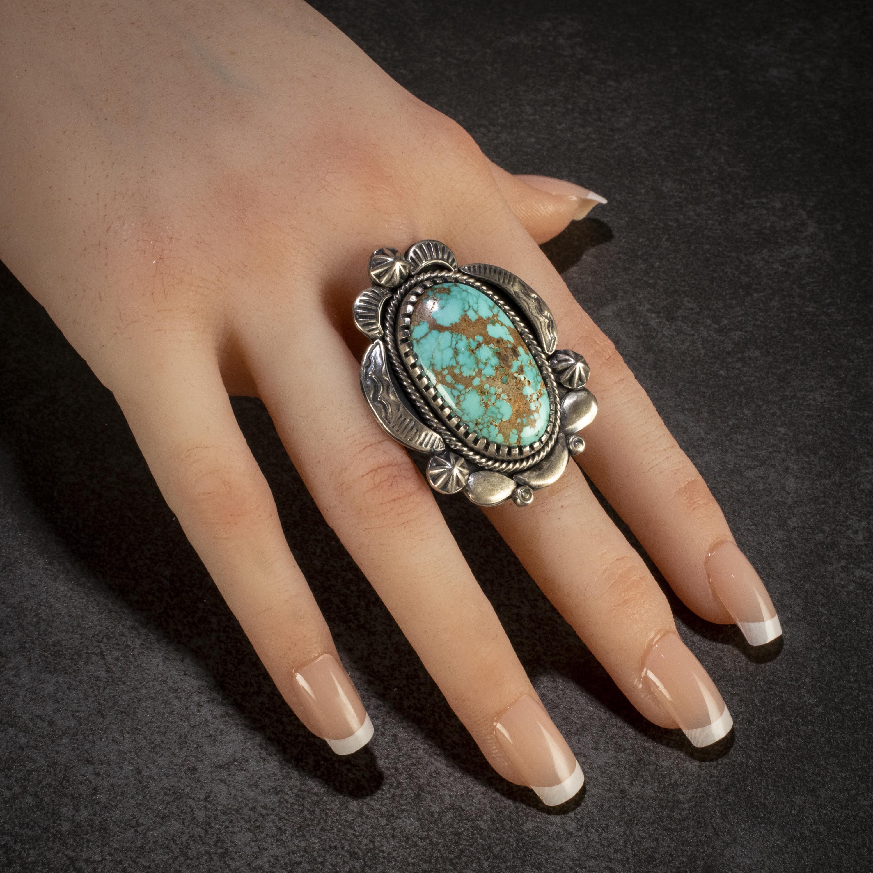 Kalifano Native American Jewelry 9.5 Marvin McReeves Navajo Carico Lake Turquoise USA Native American Made 925 Sterling Silver Ring NAR1500.021.95