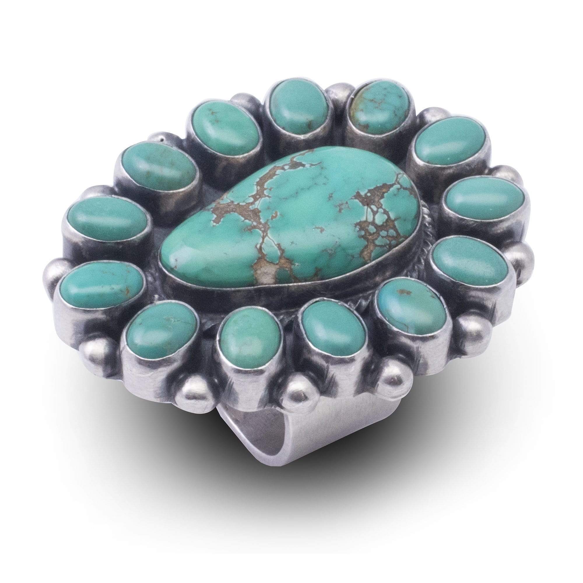 Kalifano Native American Jewelry 9 Bobby Johnson Carico Lake Turquoise USA Native American Made 925 Sterling Silver Ring NAR2400.001.9