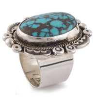 Carico Lake Turquoise USA Native American Made 925 Sterling Silver Adaptive Ring Main Image