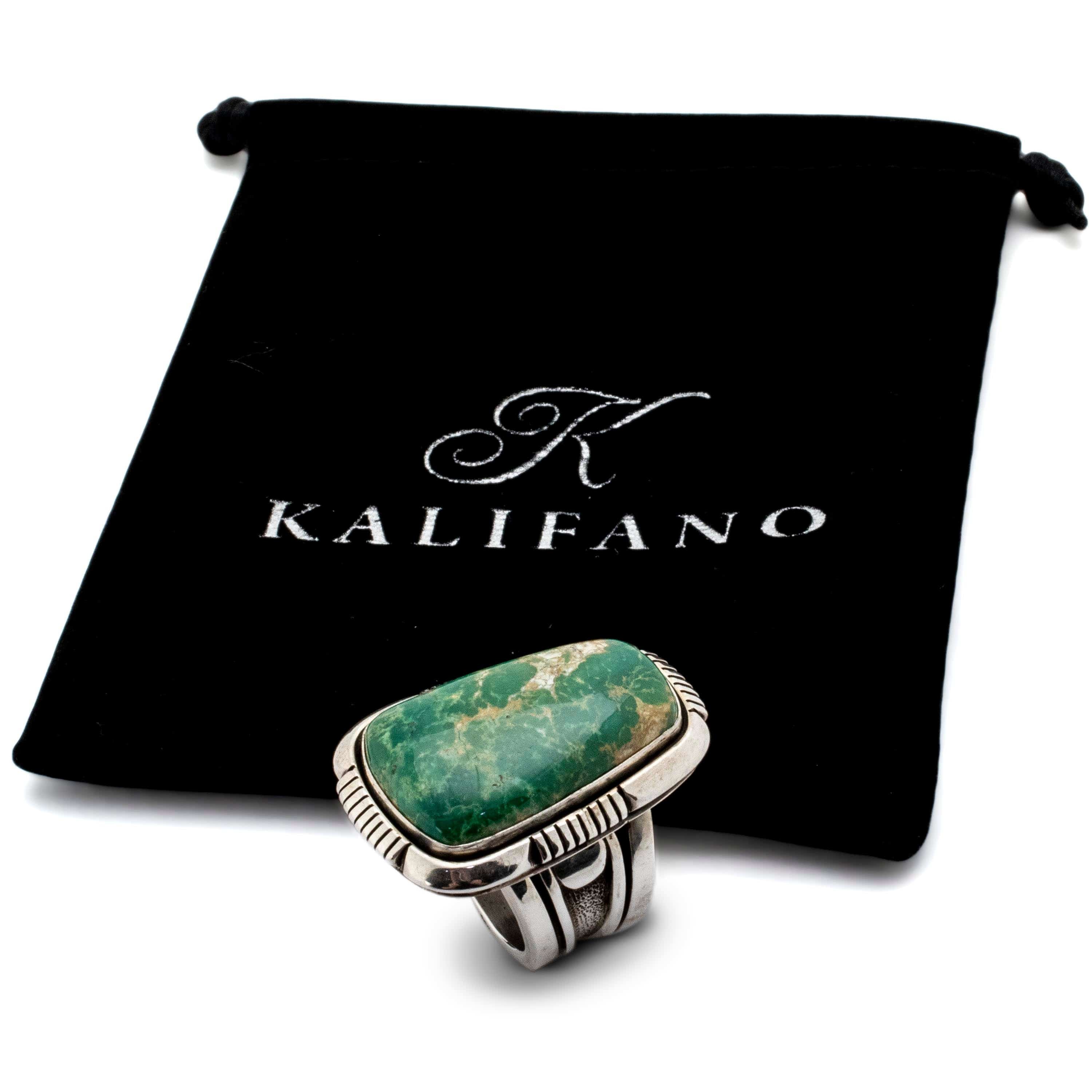 Kalifano Native American Jewelry 9 Cody Willie Tyrone Turquoise USA Native American Made 925 Sterling Silver Ring NAR1800.004.9