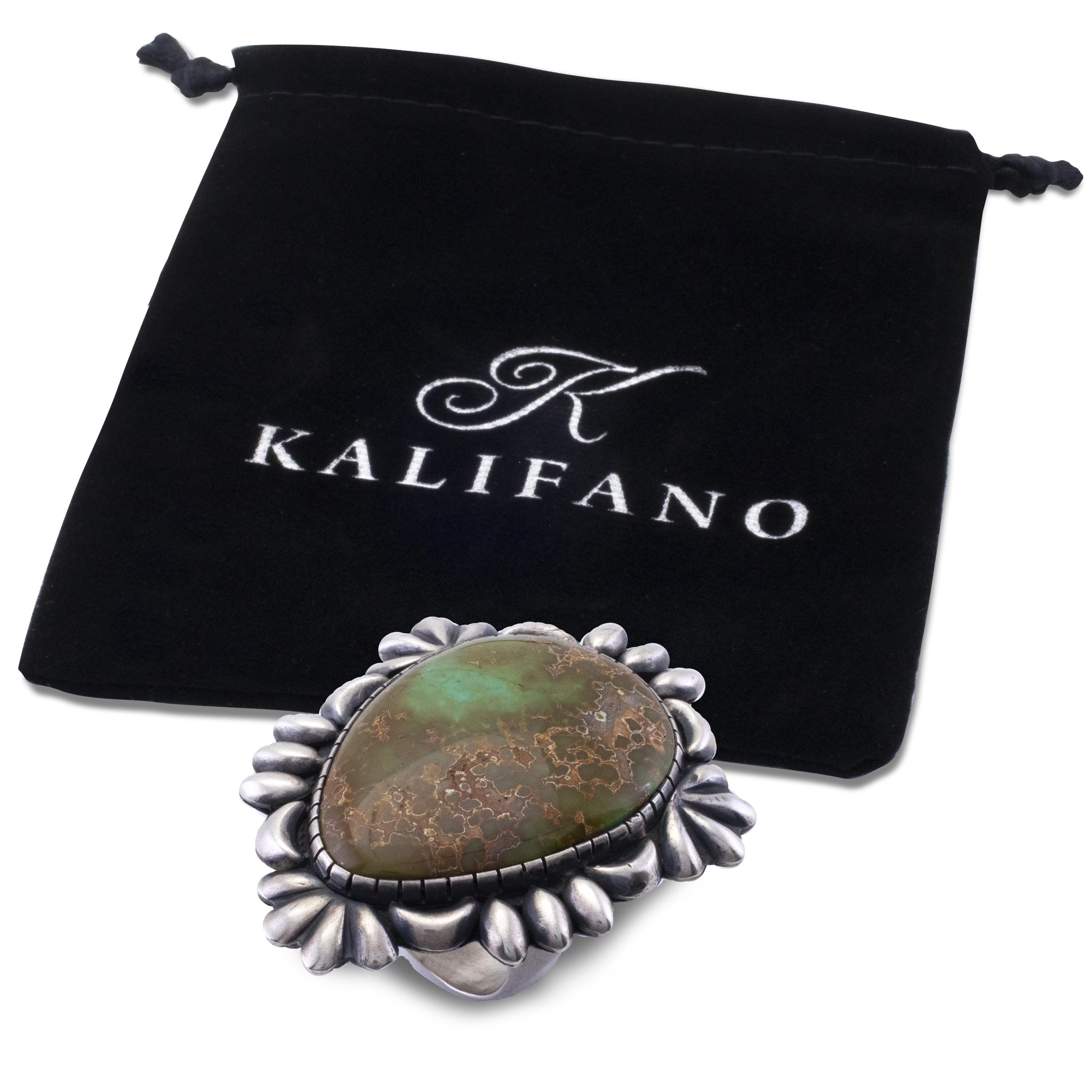 Kalifano Native American Jewelry 9 Danny Clark Navajo Royston Turquoise USA Native American Made 925 Sterling Silver Ring NAR1800.016.9