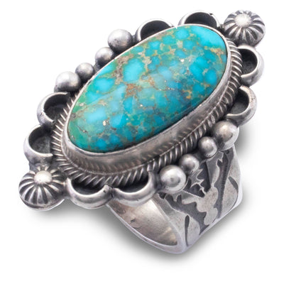 Kalifano Native American Jewelry 9 Danny Clark Navajo Sonoran Gold Turquoise USA Native American Made 925 Sterling Silver Ring NAR1600.004.9