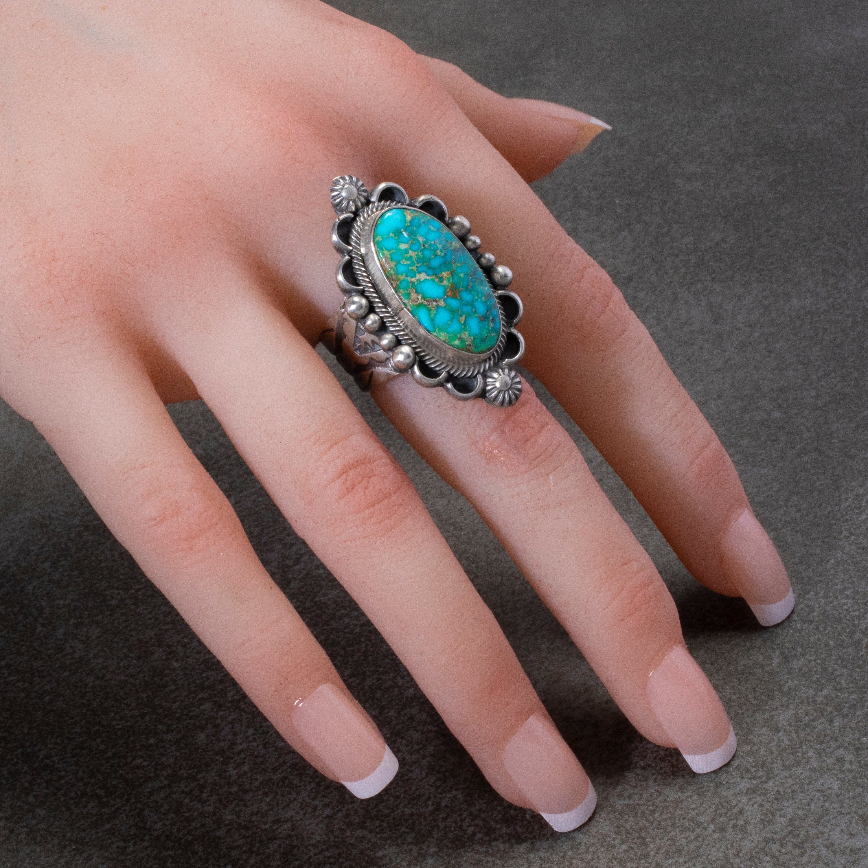 Kalifano Native American Jewelry 9 Danny Clark Navajo Sonoran Gold Turquoise USA Native American Made 925 Sterling Silver Ring NAR1600.004.9